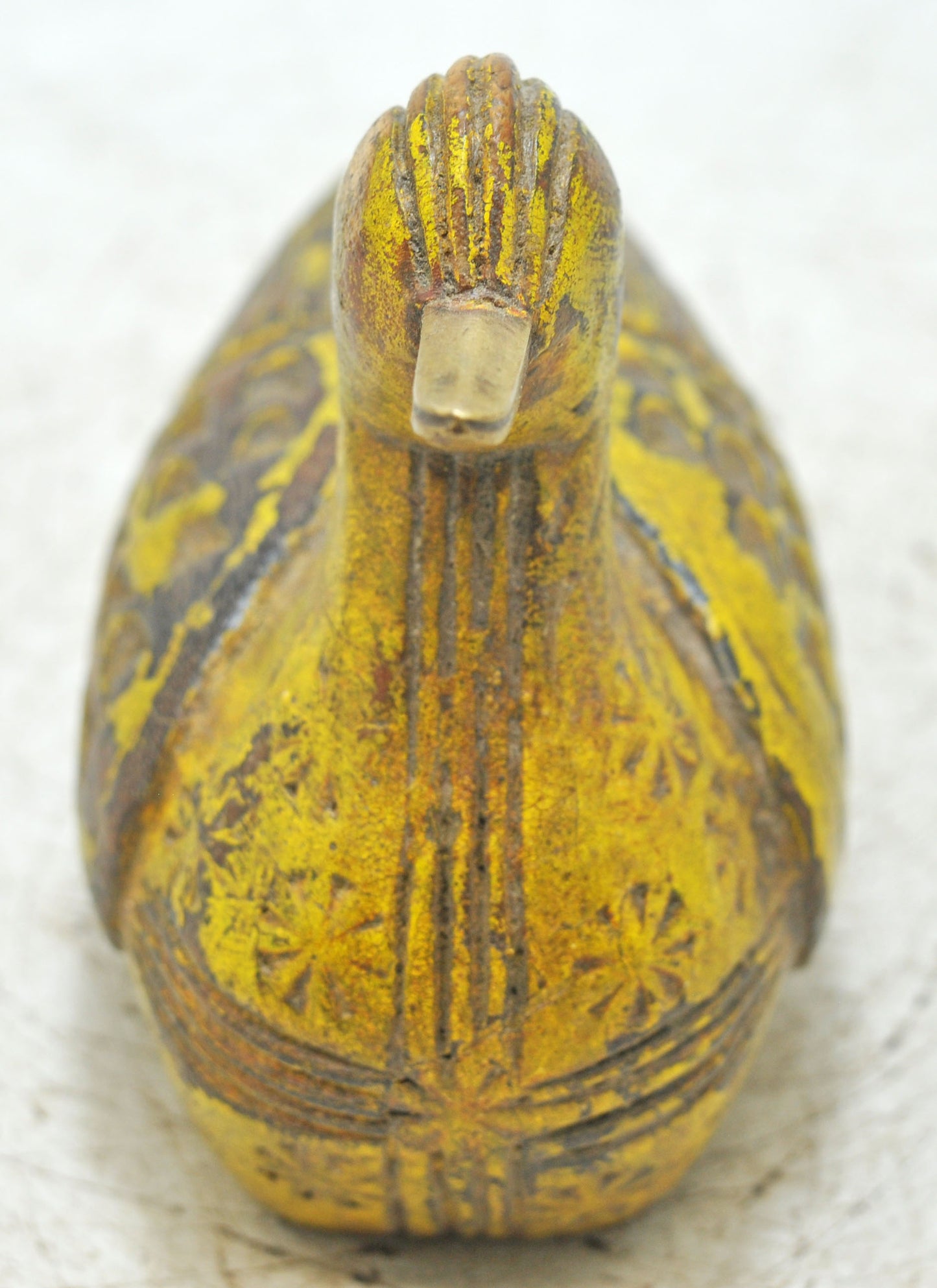 Vintage Wooden Duck Figurine Original Old Hand Carved Painted