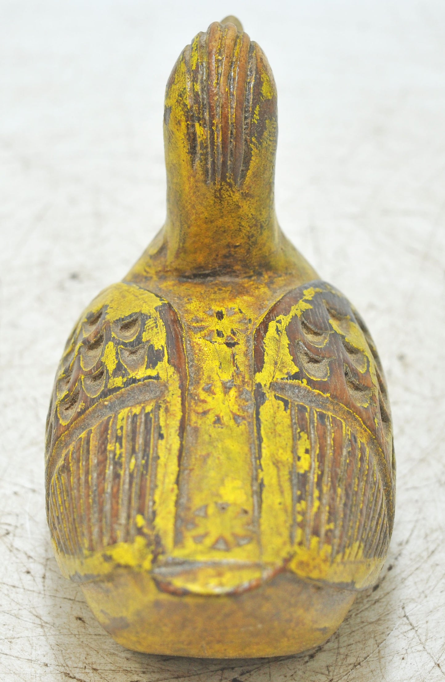 Vintage Wooden Duck Figurine Original Old Hand Carved Painted