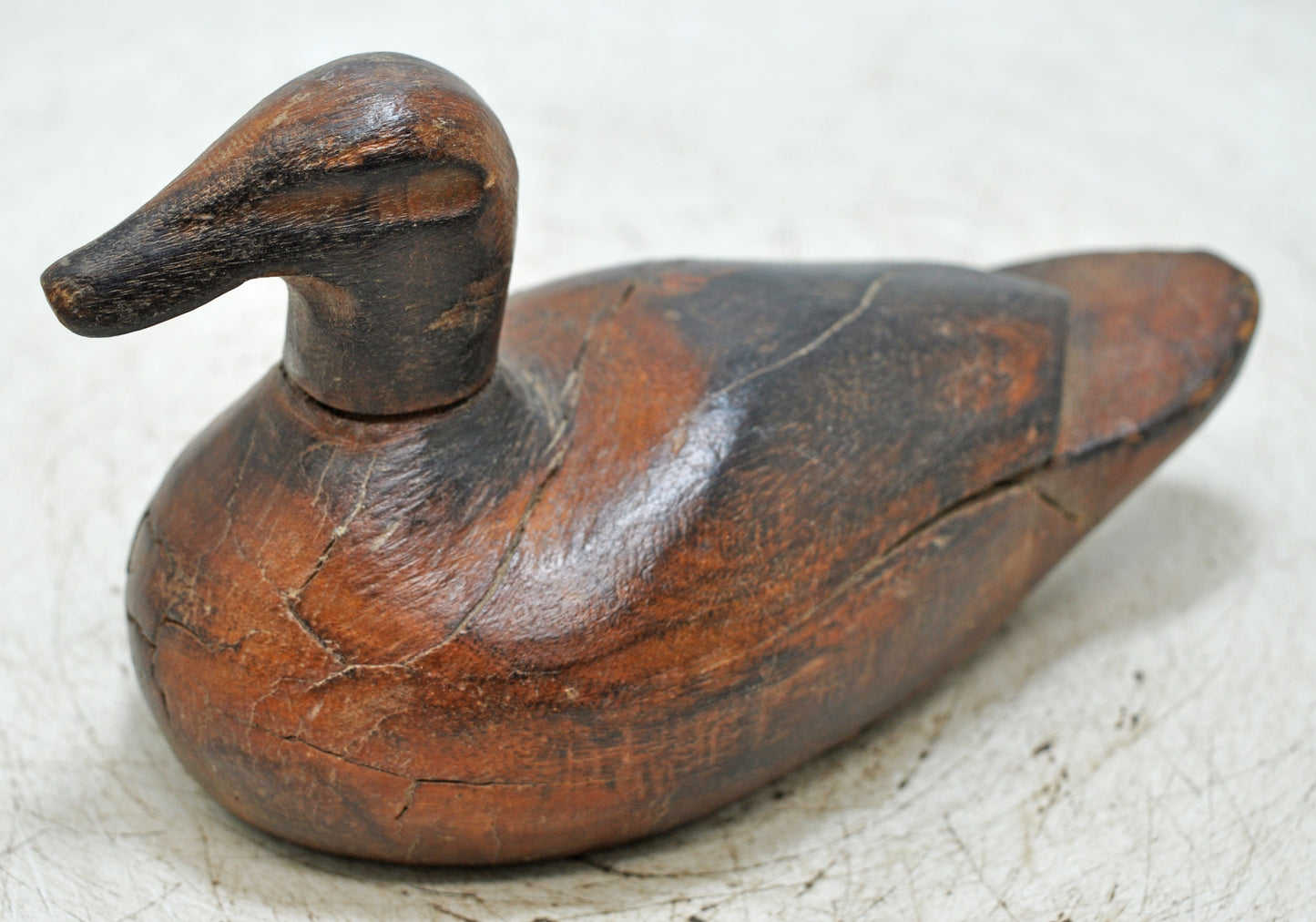 Vintage Wooden Duck Figurine Original Old Hand Carved