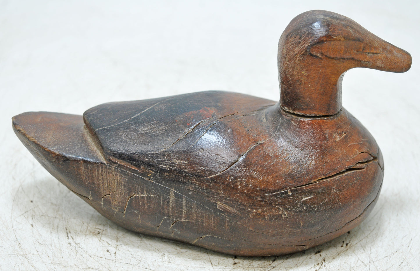 Vintage Wooden Duck Figurine Original Old Hand Carved