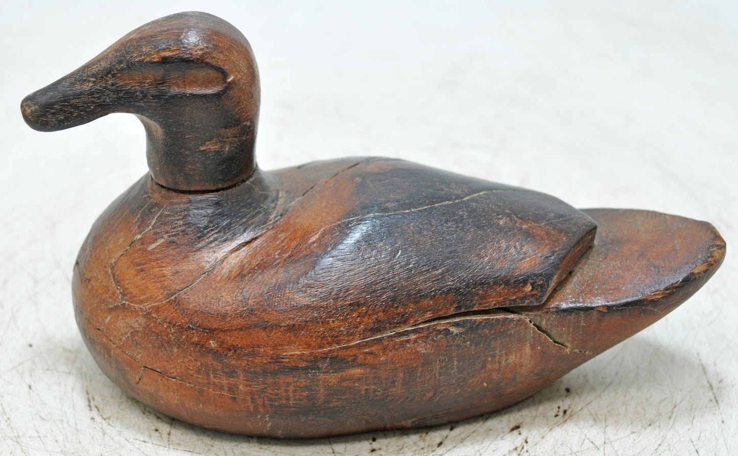 Vintage Wooden Duck Figurine Original Old Hand Carved
