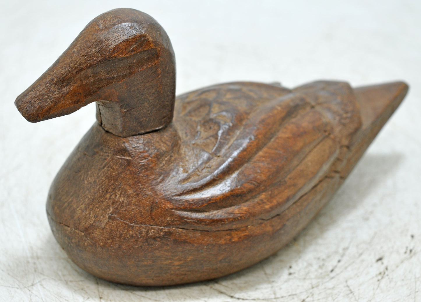 Vintage Wooden Duck Figurine Original Old Hand Carved