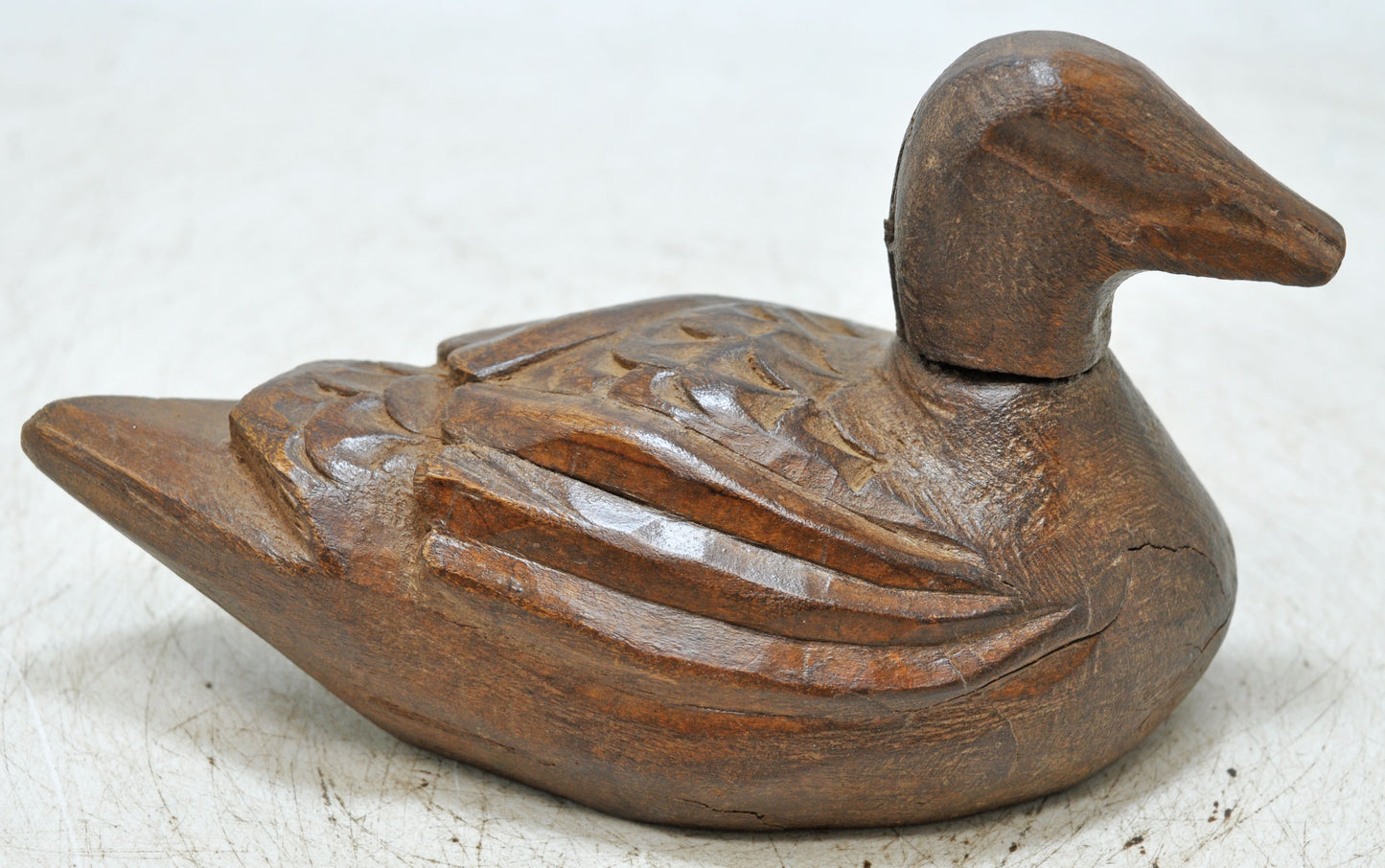 Vintage Wooden Duck Figurine Original Old Hand Carved