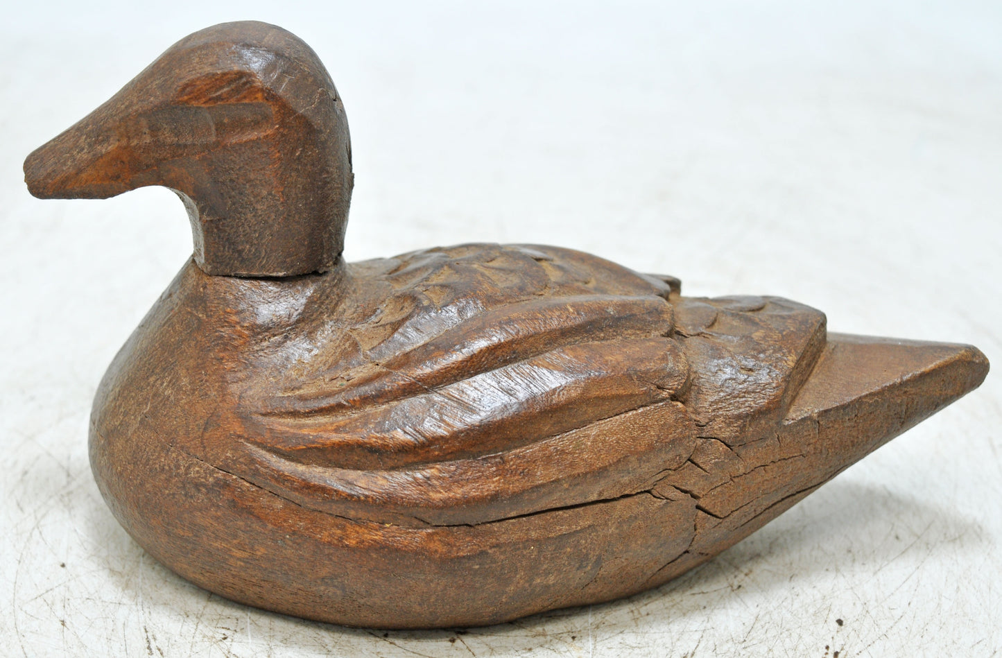 Vintage Wooden Duck Figurine Original Old Hand Carved