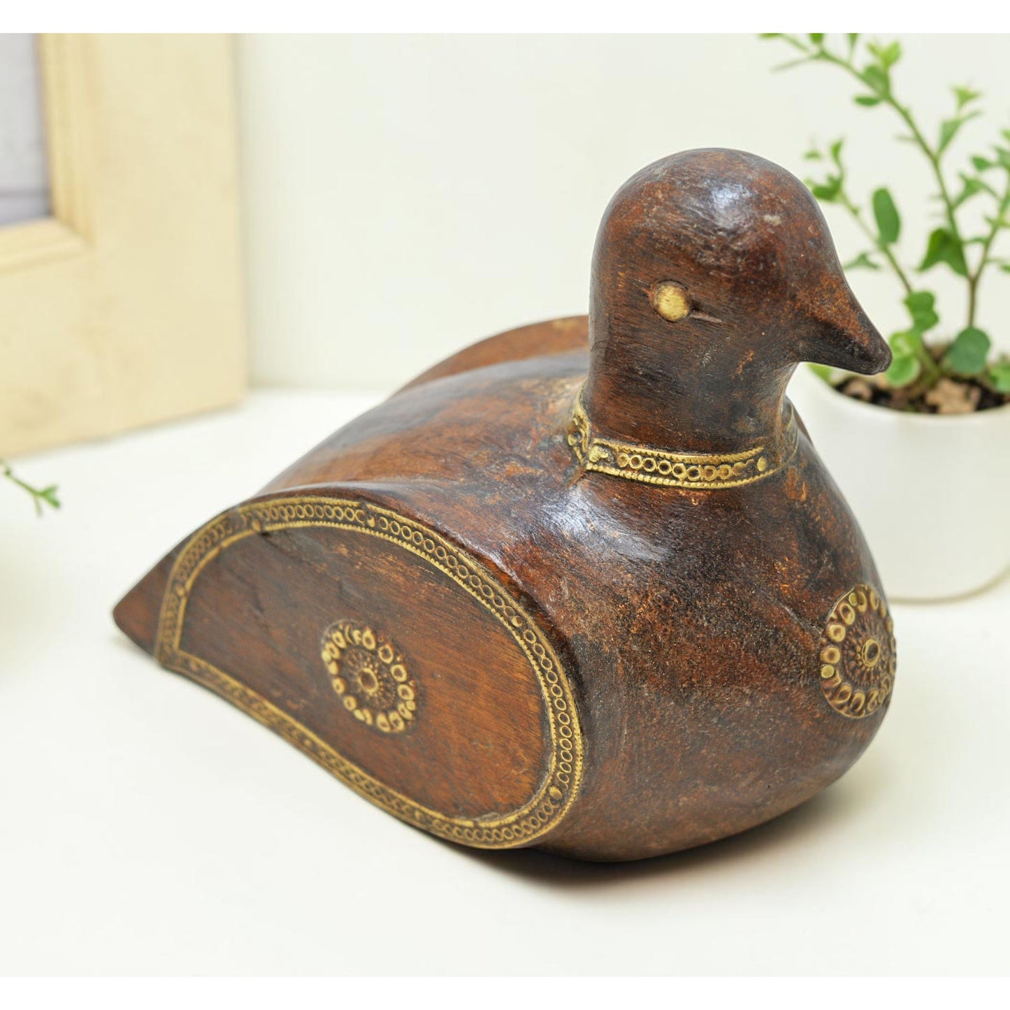 Vintage Wooden Bird Figurine Original Old Hand Carved