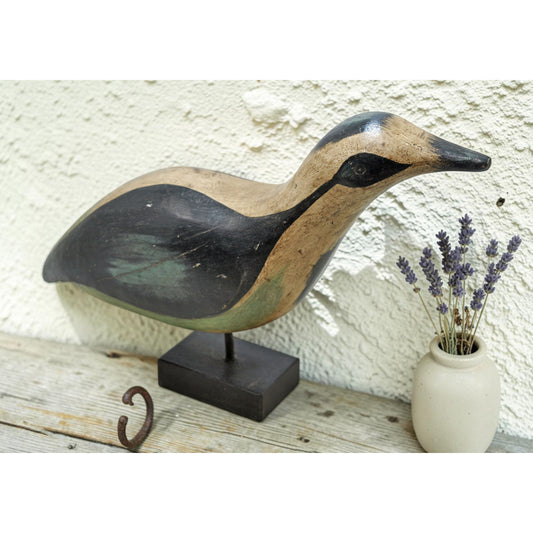 Vintage Wooden Bird Figurine Original Old Hand Carved  Painted