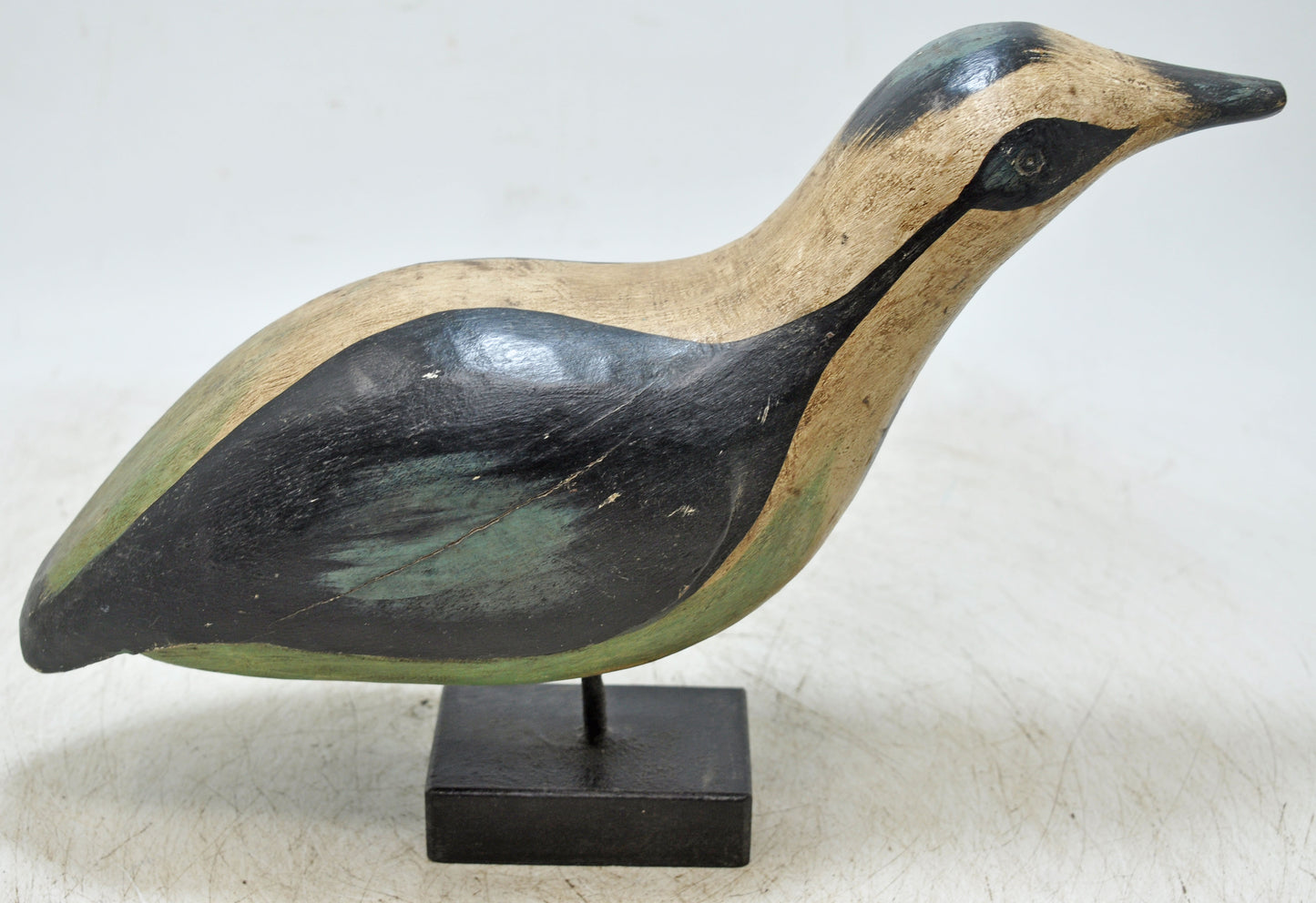 Vintage Wooden Bird Figurine Original Old Hand Carved  Painted