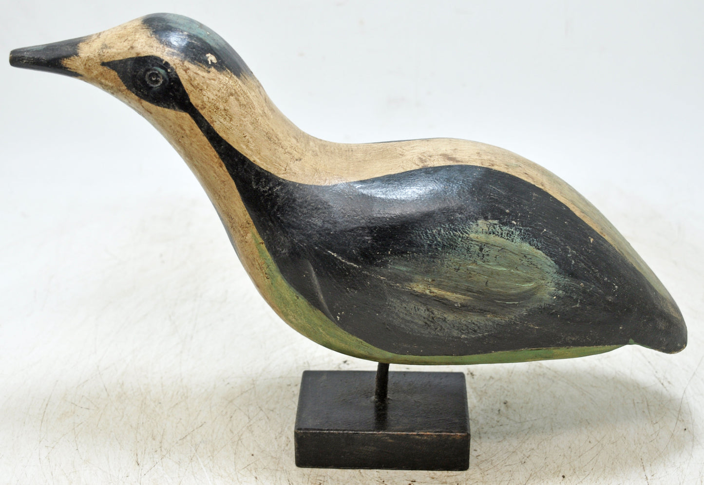 Vintage Wooden Bird Figurine Original Old Hand Carved  Painted