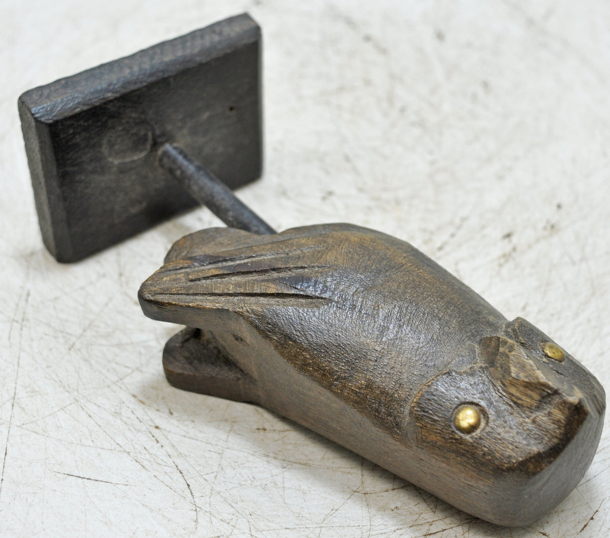 Vintage Wooden Owl Bird Figurine Original Old Hand Carved