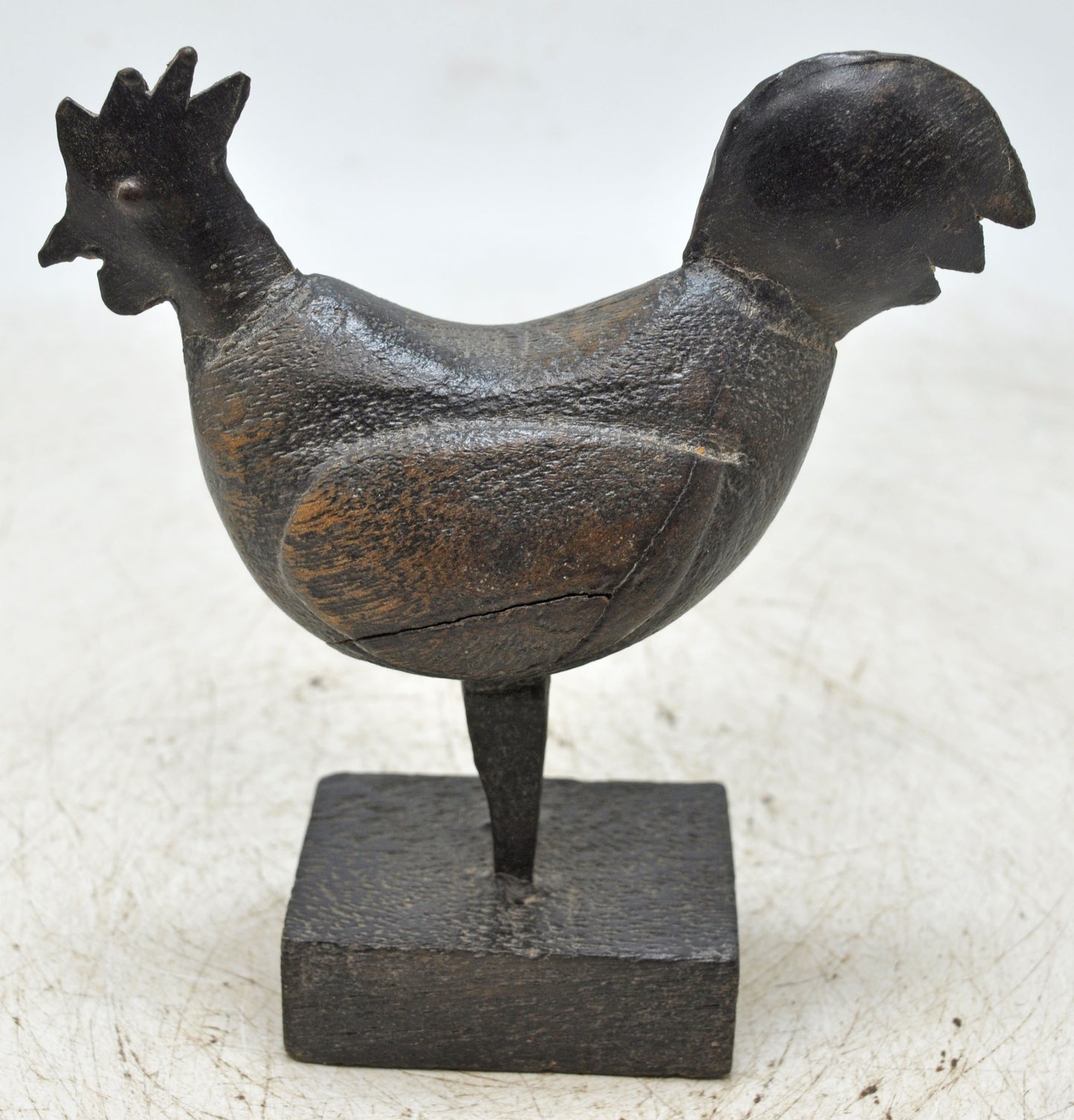 Vintage Wooden Hen Bird Figurine Original Old Hand Carved