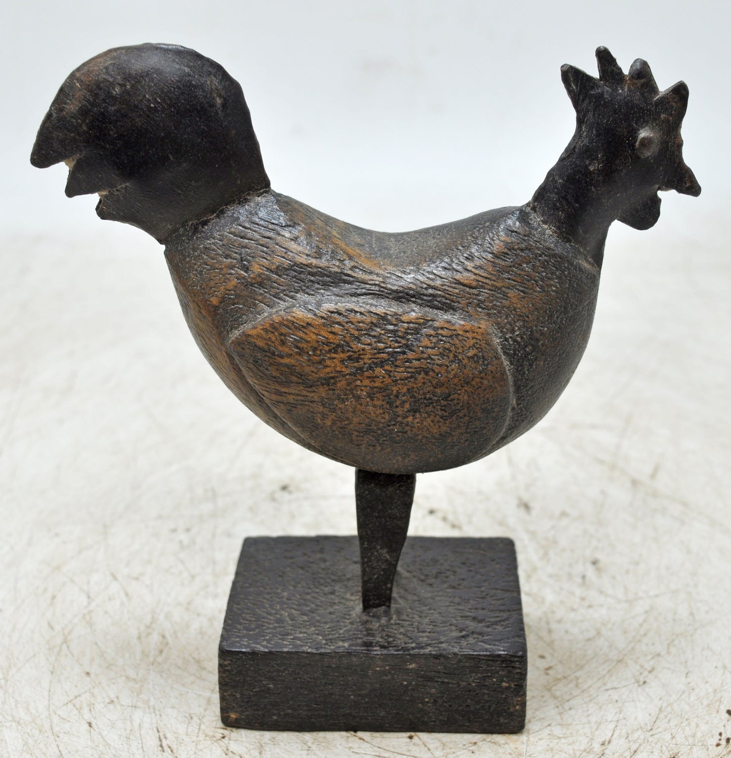 Vintage Wooden Hen Bird Figurine Original Old Hand Carved