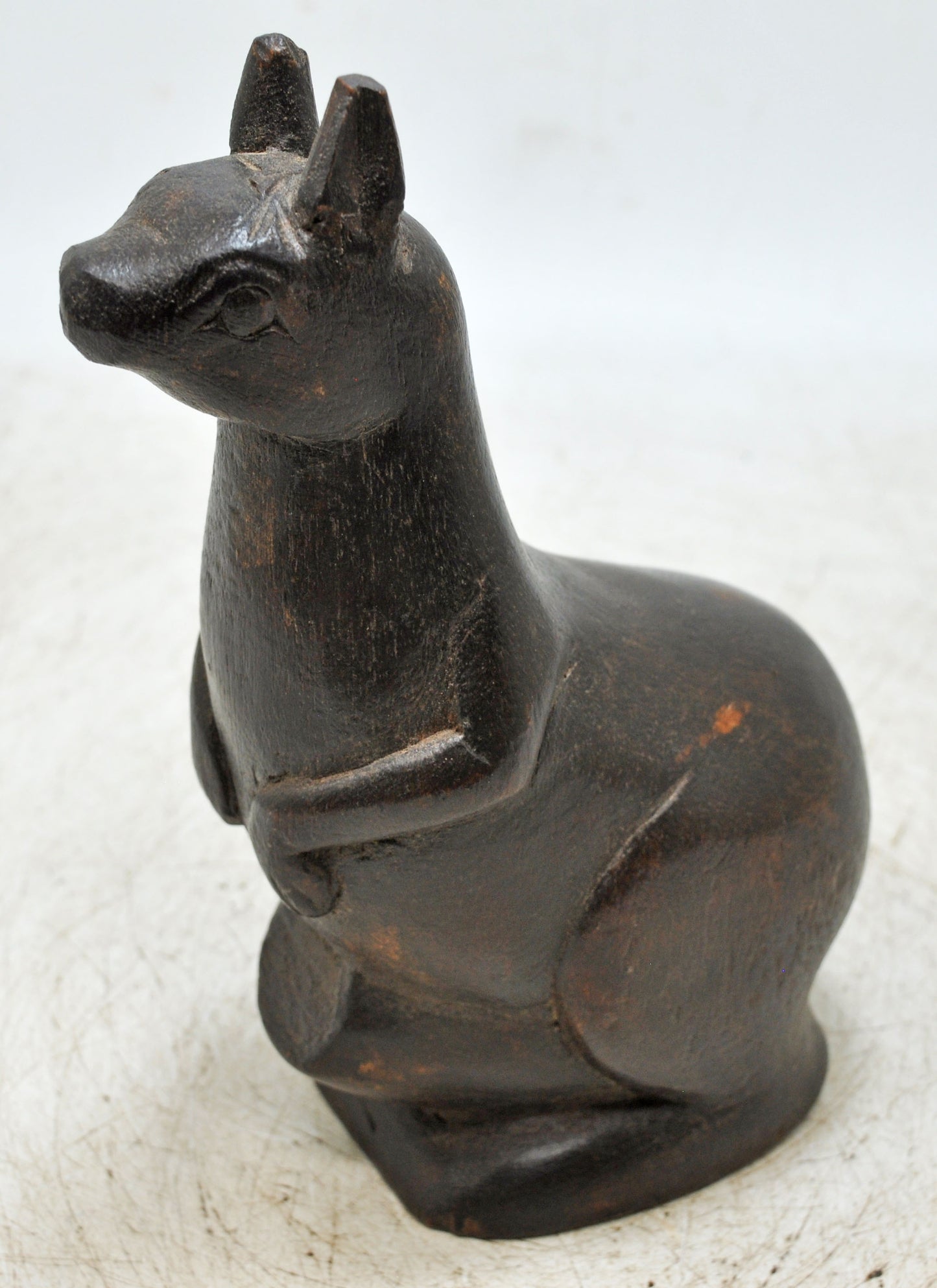 Vintage Wooden Kangaroo Figurine Original Old Fine Hand Carved