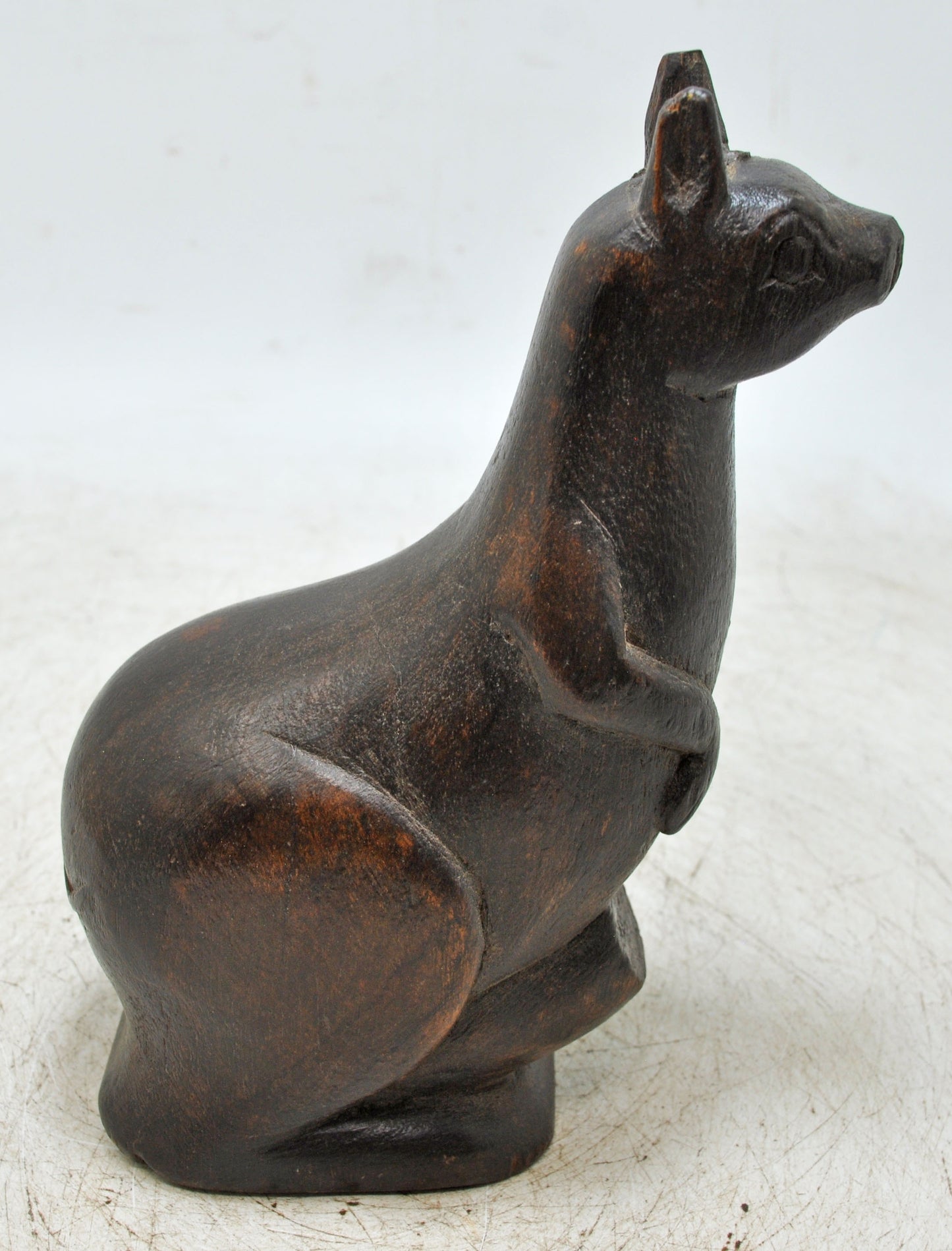 Vintage Wooden Kangaroo Figurine Original Old Fine Hand Carved