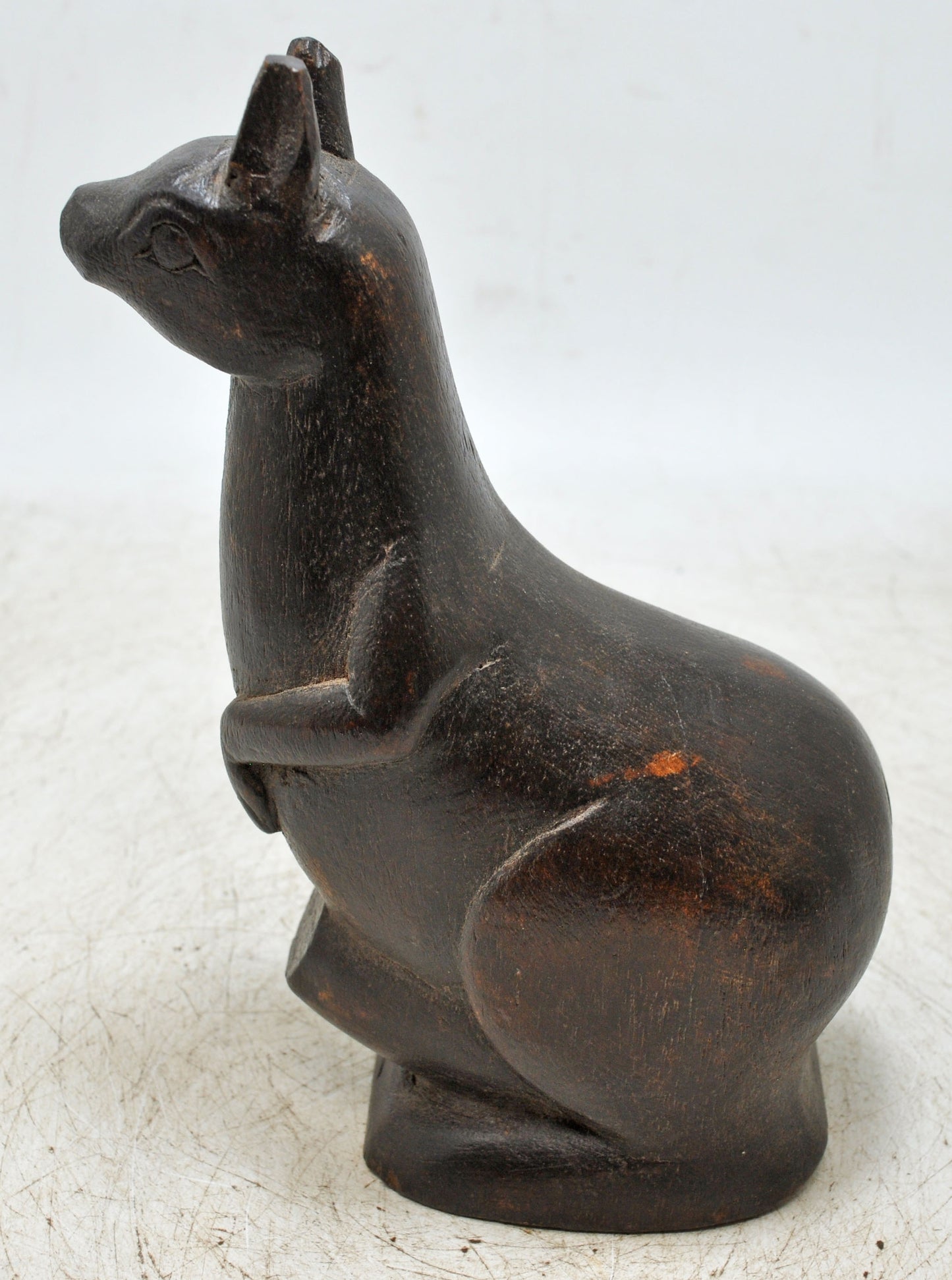 Vintage Wooden Kangaroo Figurine Original Old Fine Hand Carved