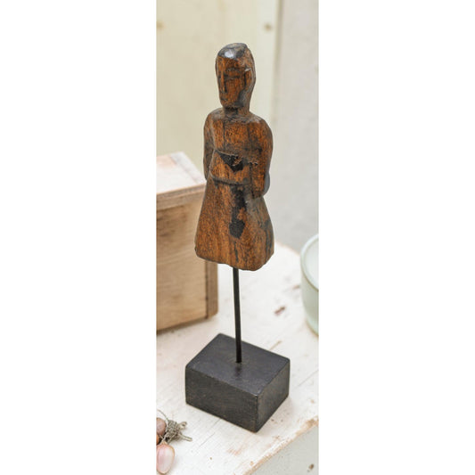 Antique Wooden Small Man Figurine Original Old Hand Carved