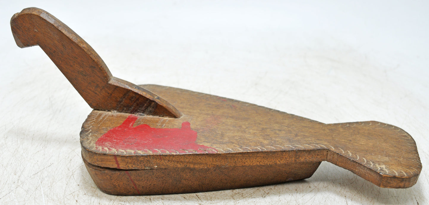 Antique Wooden Kitchenware Spice Box Original Old Hand Carved