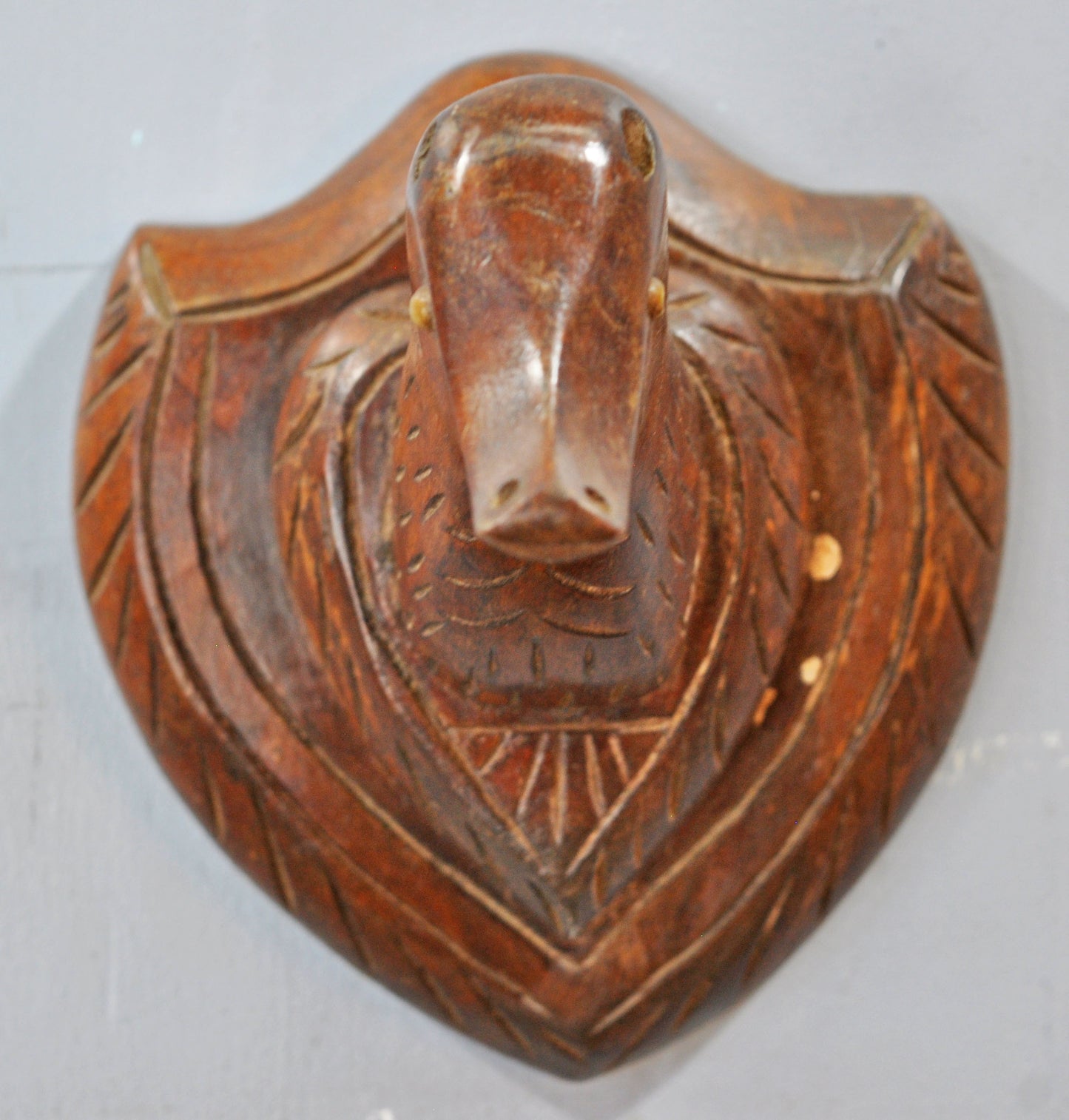 Antique Wooden Wall Hanging Duck Bust Figurine Original Old Fine Hand Carved