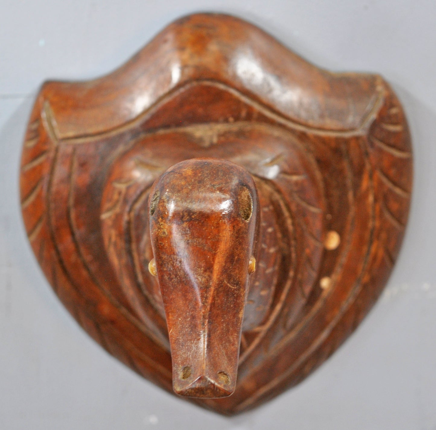 Antique Wooden Wall Hanging Duck Bust Figurine Original Old Fine Hand Carved
