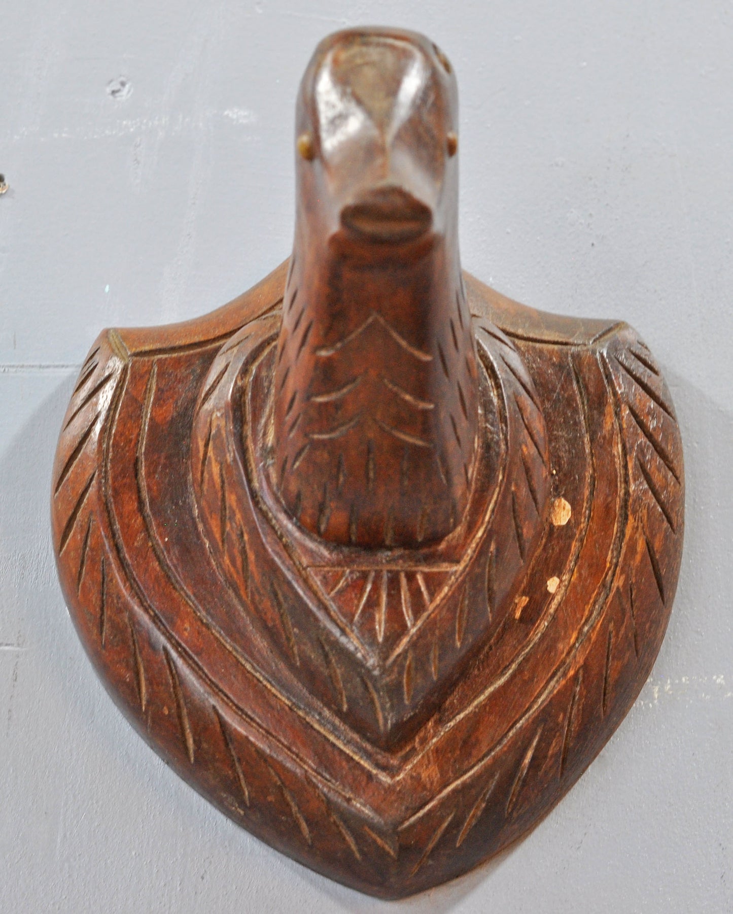 Antique Wooden Wall Hanging Duck Bust Figurine Original Old Fine Hand Carved