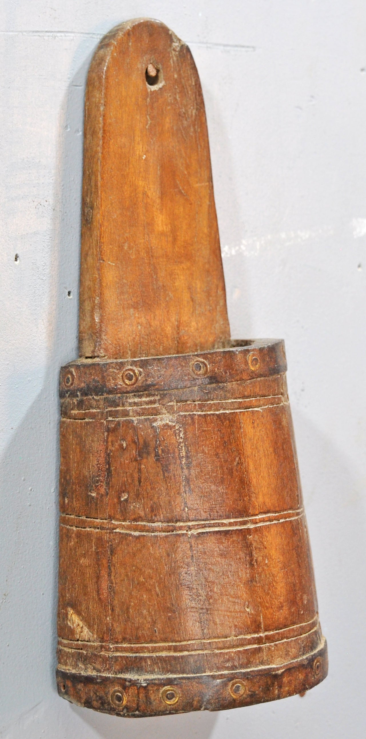 Vintage Wooden Wall Hanging Basket Original Old Hand Crafted