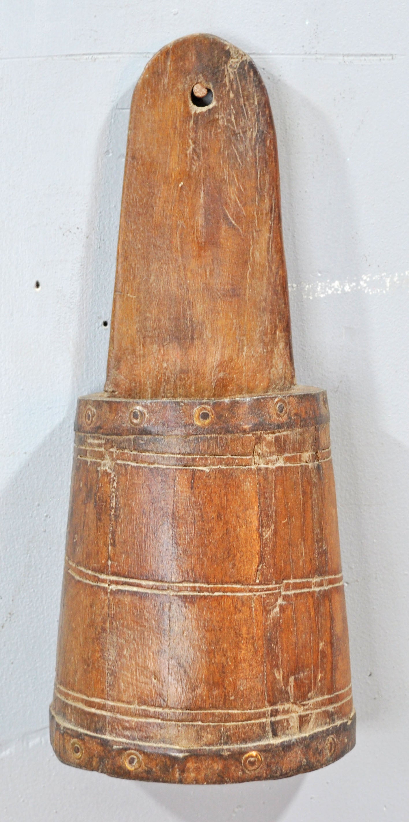 Vintage Wooden Wall Hanging Basket Original Old Hand Crafted