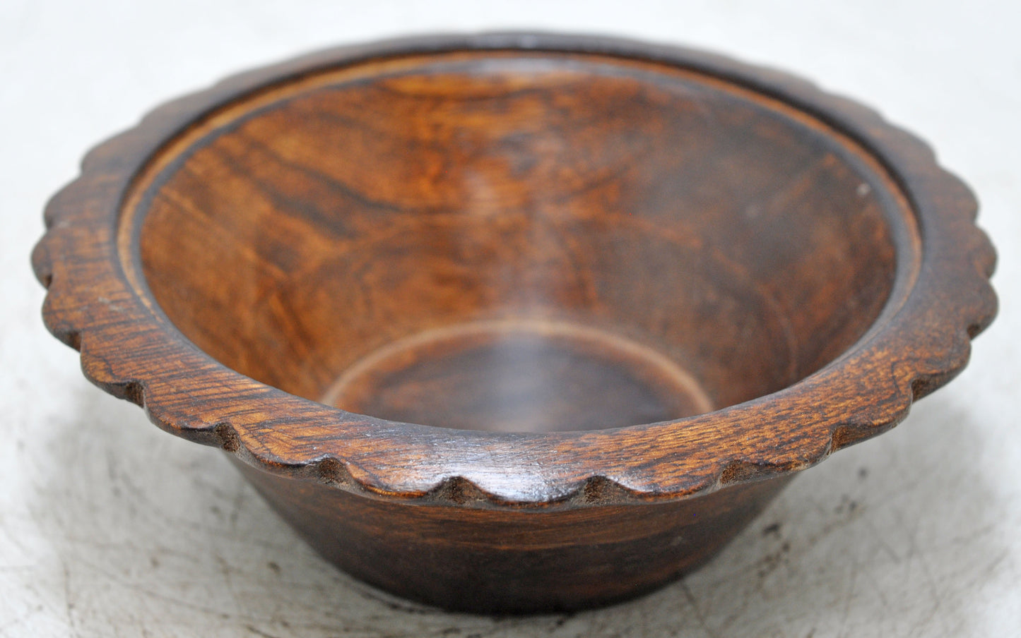 Vintage Wooden Round Bowl Original Old Hand Carved