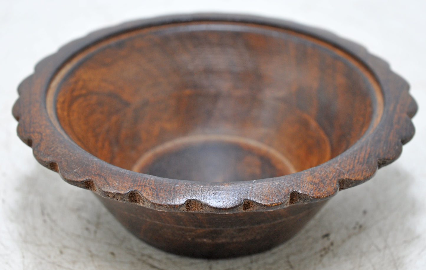 Vintage Wooden Round Bowl Original Old Hand Carved