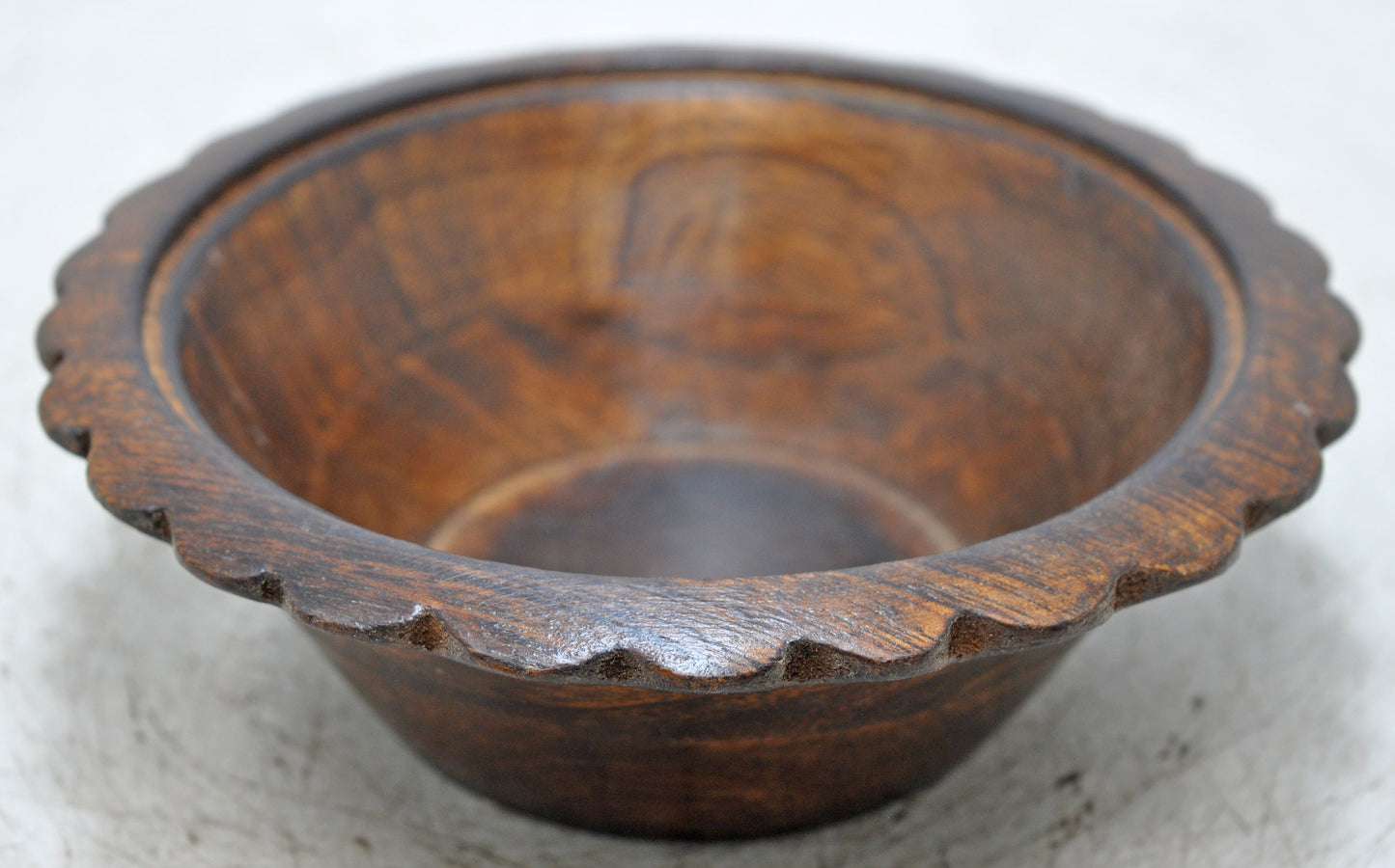 Vintage Wooden Round Bowl Original Old Hand Carved