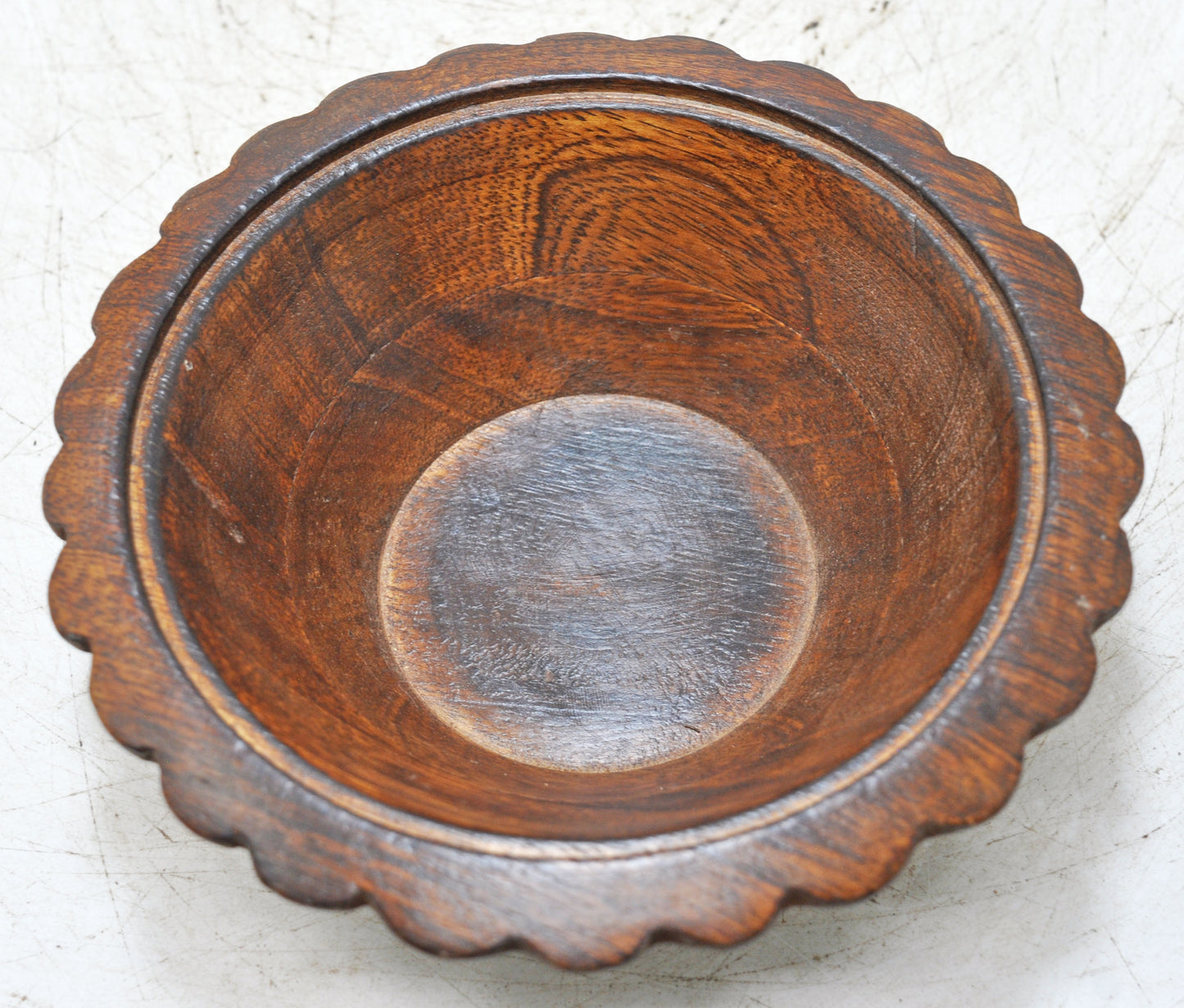 Vintage Wooden Round Bowl Original Old Hand Carved