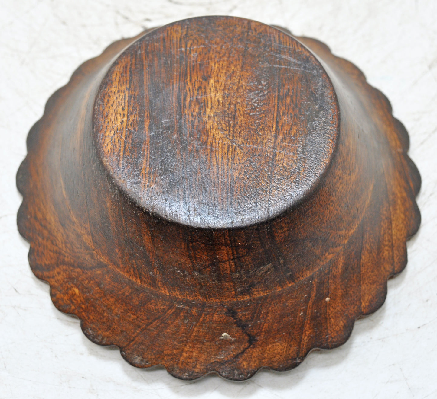 Vintage Wooden Round Bowl Original Old Hand Carved