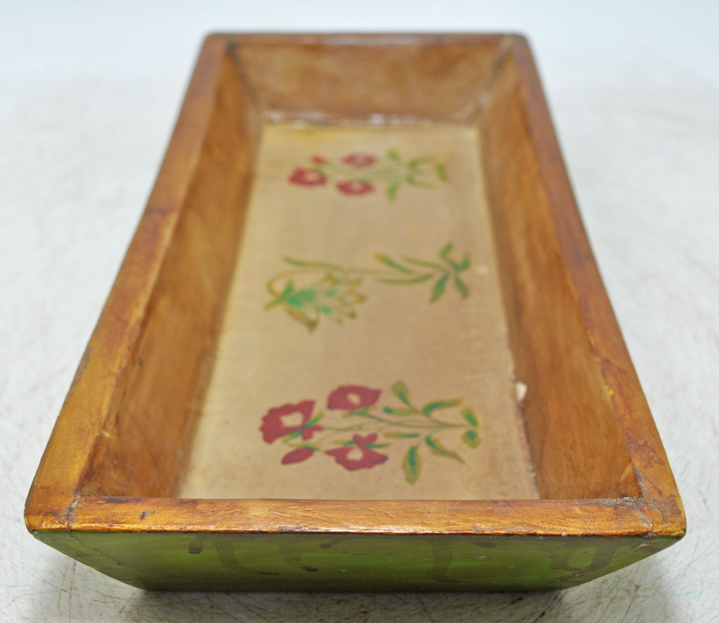 Vintage Wooden Long Serving Tray Original Old Hand Crafted Painted