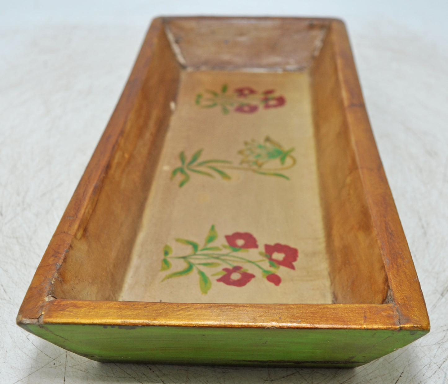 Vintage Wooden Long Serving Tray Original Old Hand Crafted Painted