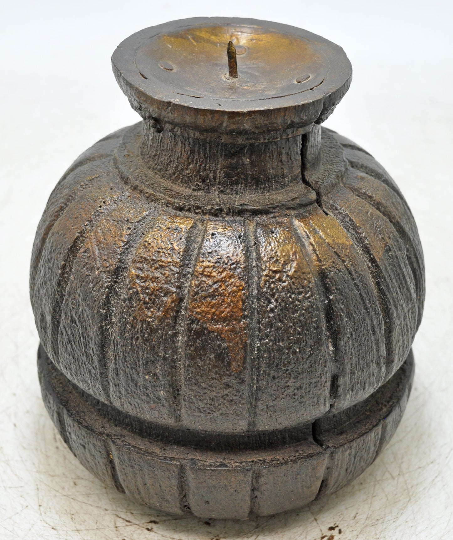Antique Wooden Candle Holder Stand Original Old Hand Carved