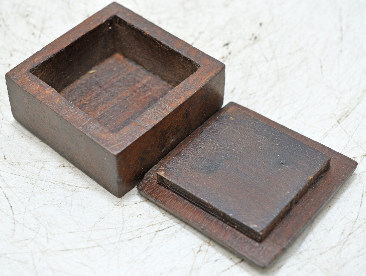Vintage Wooden Small Square Box Original Old Hand Crafted