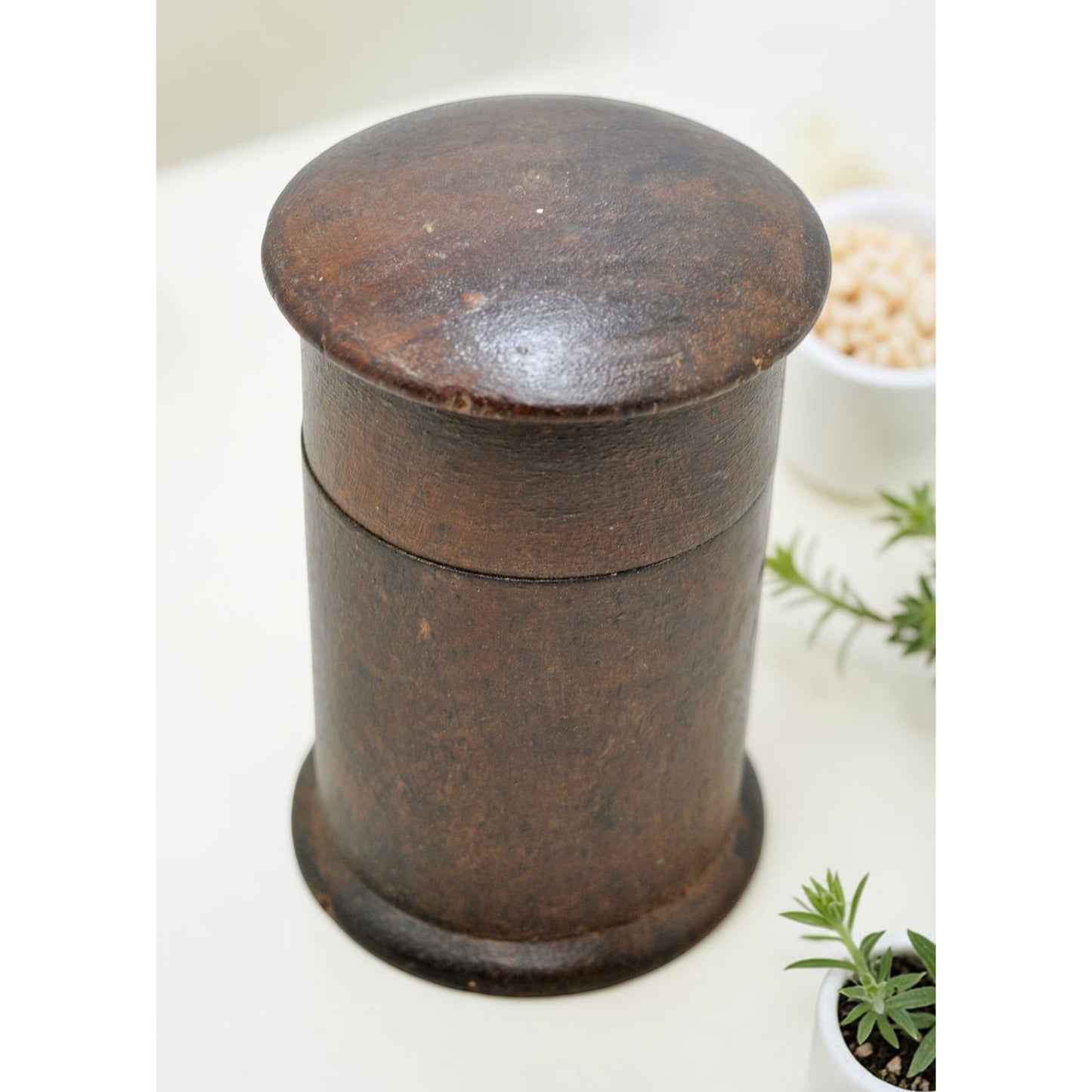 Vintage Wooden Small Round Chalk Box Original Old Hand Crafted