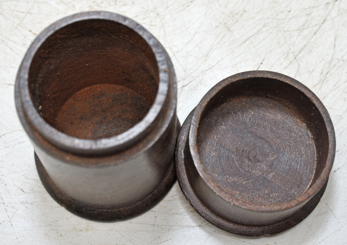 Vintage Wooden Small Round Chalk Box Original Old Hand Crafted