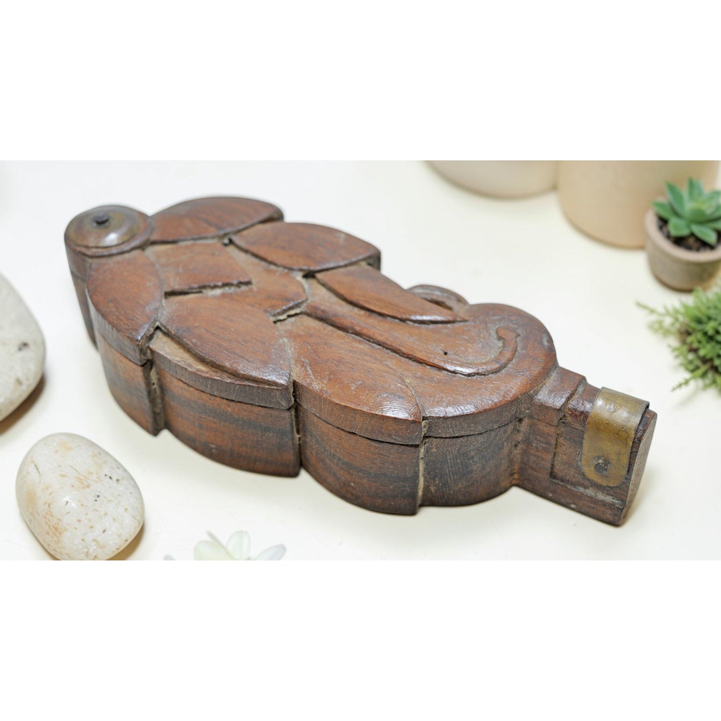 Antique Wooden Small Kum Kum Powder Tika Box Original Old Hand Carved