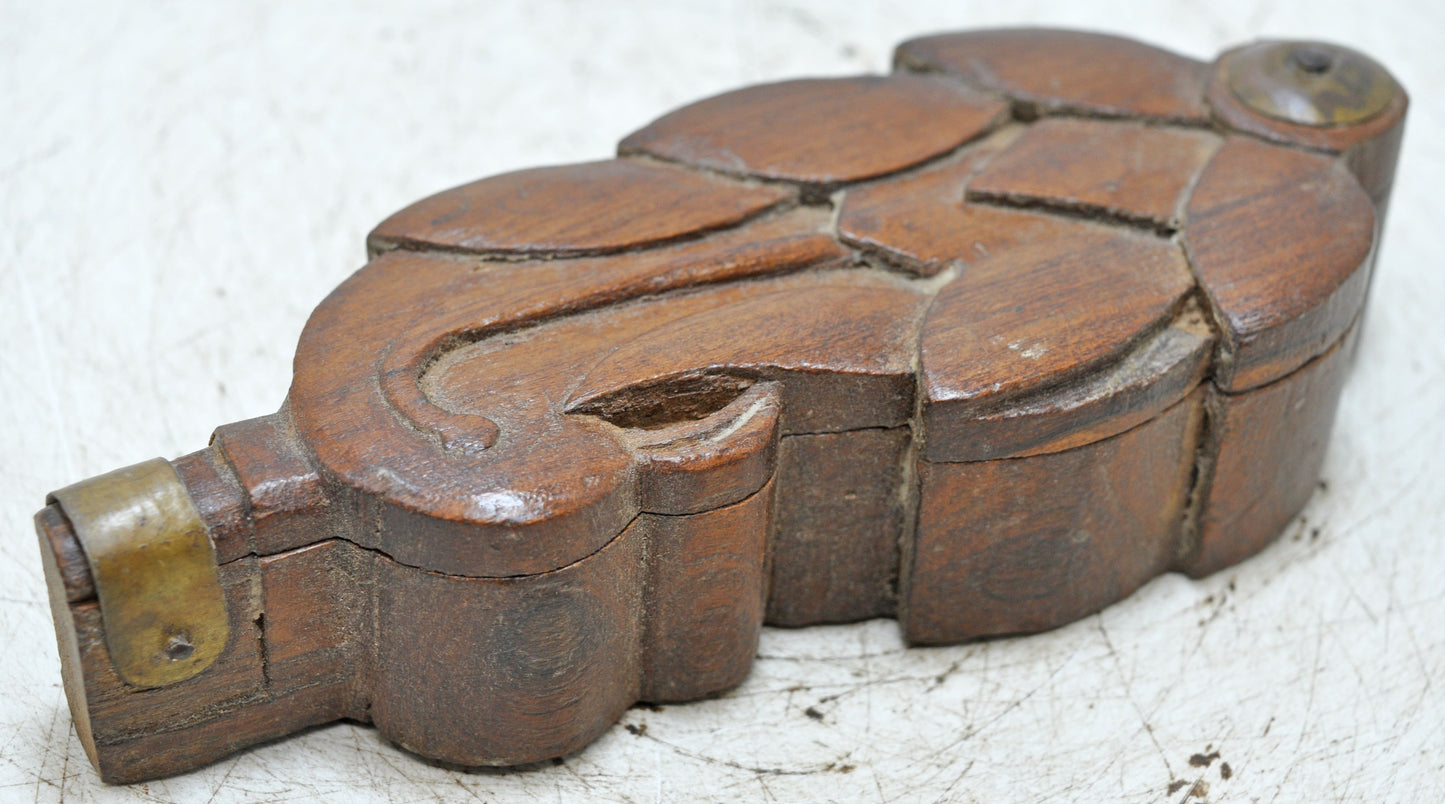 Antique Wooden Small Kum Kum Powder Tika Box Original Old Hand Carved