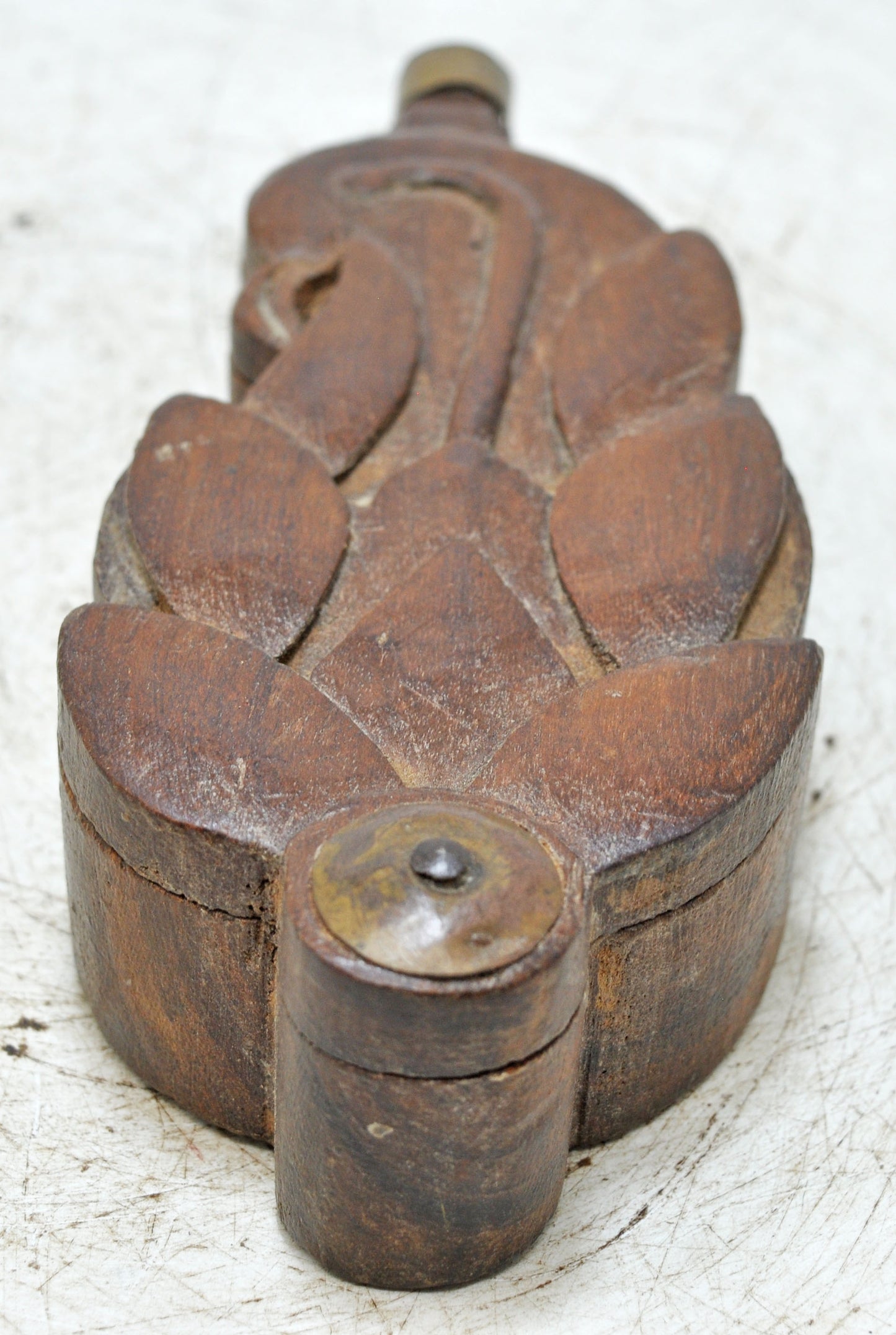 Antique Wooden Small Kum Kum Powder Tika Box Original Old Hand Carved