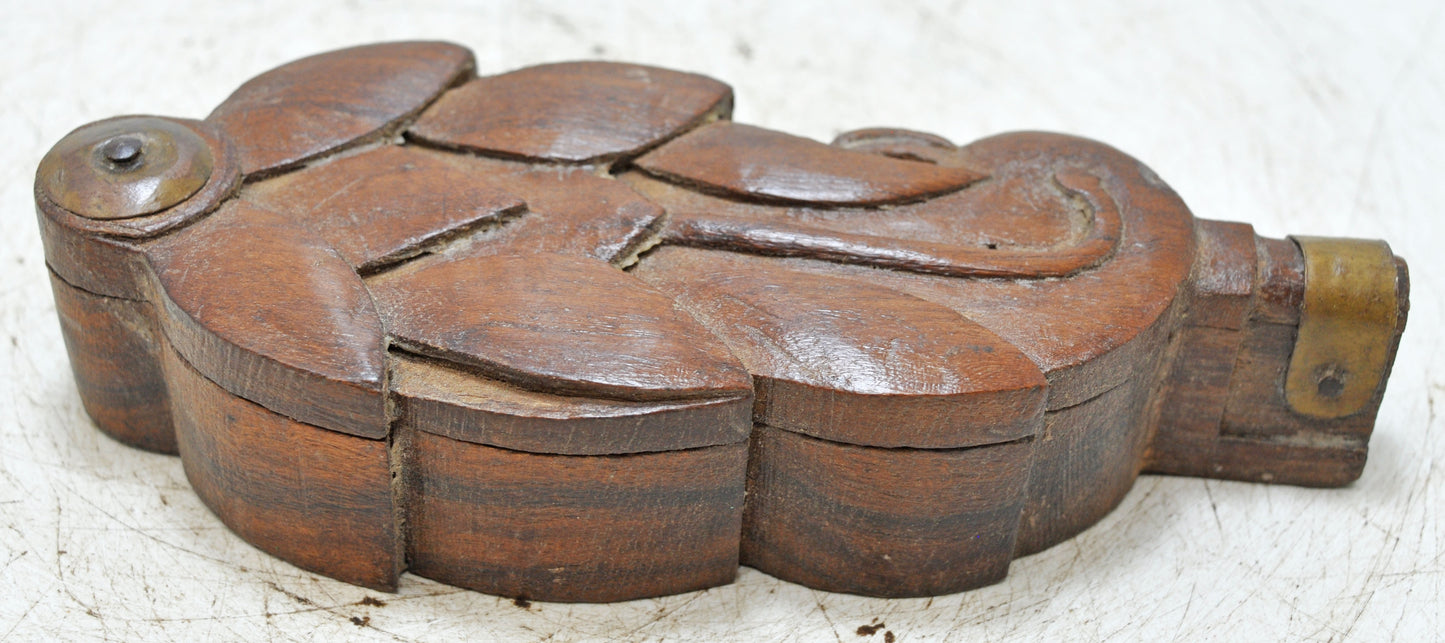 Antique Wooden Small Kum Kum Powder Tika Box Original Old Hand Carved