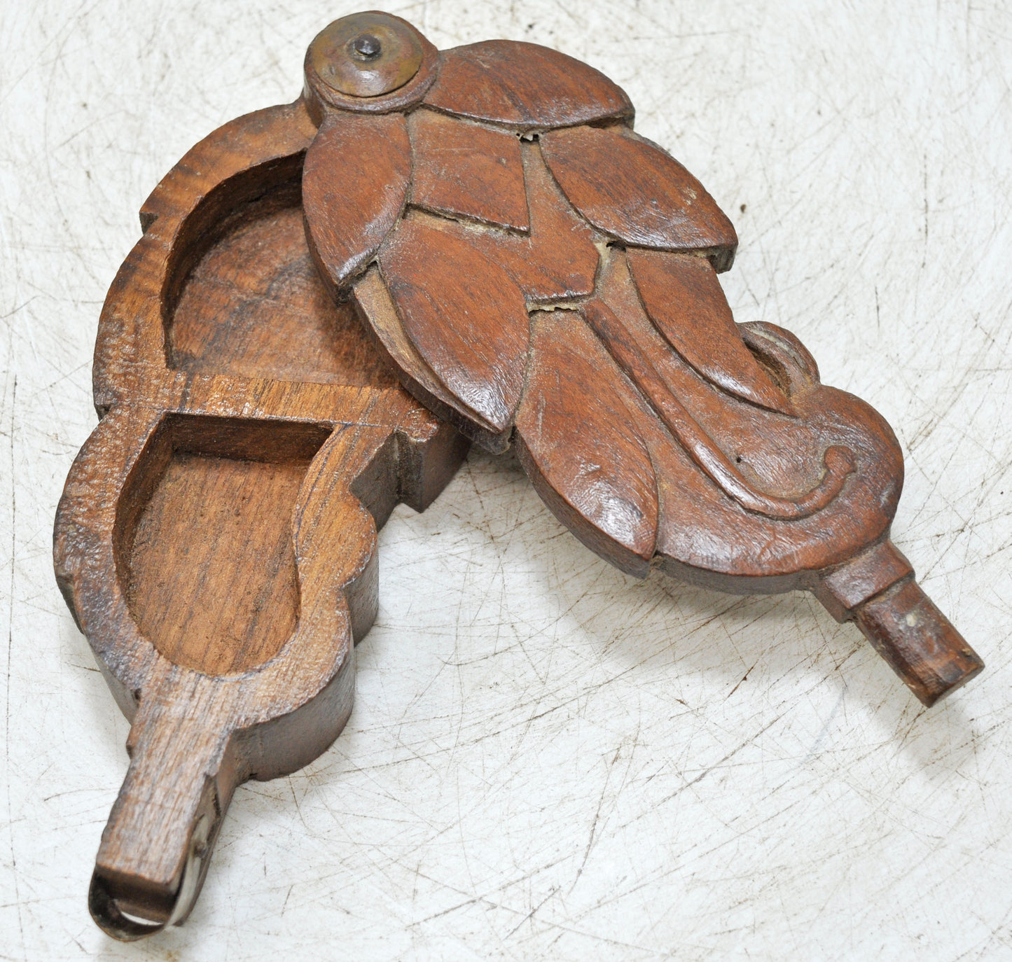 Antique Wooden Small Kum Kum Powder Tika Box Original Old Hand Carved