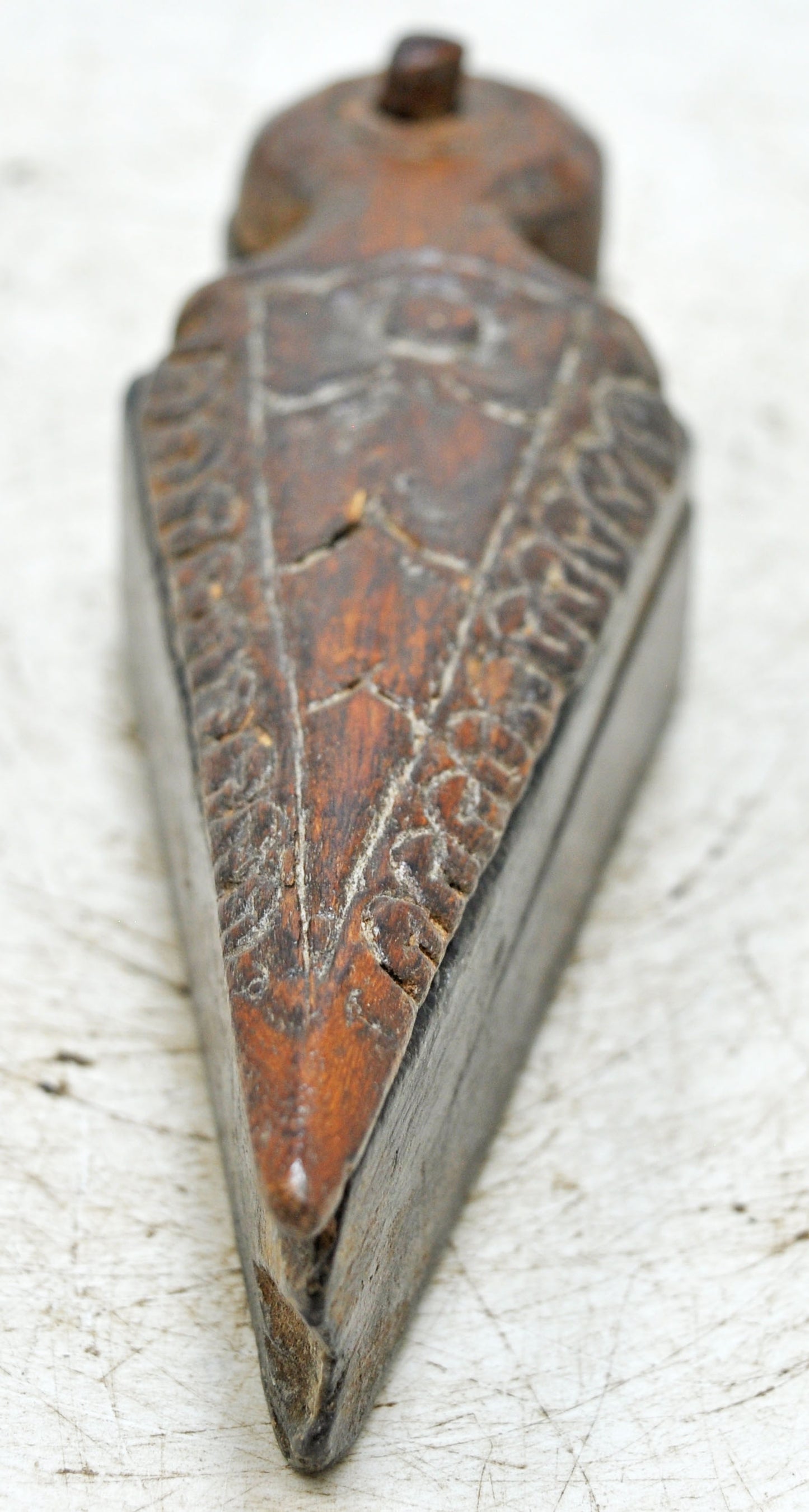 Antique Wooden Small Kum Kum Powder Tika Box Original Old Hand Carved
