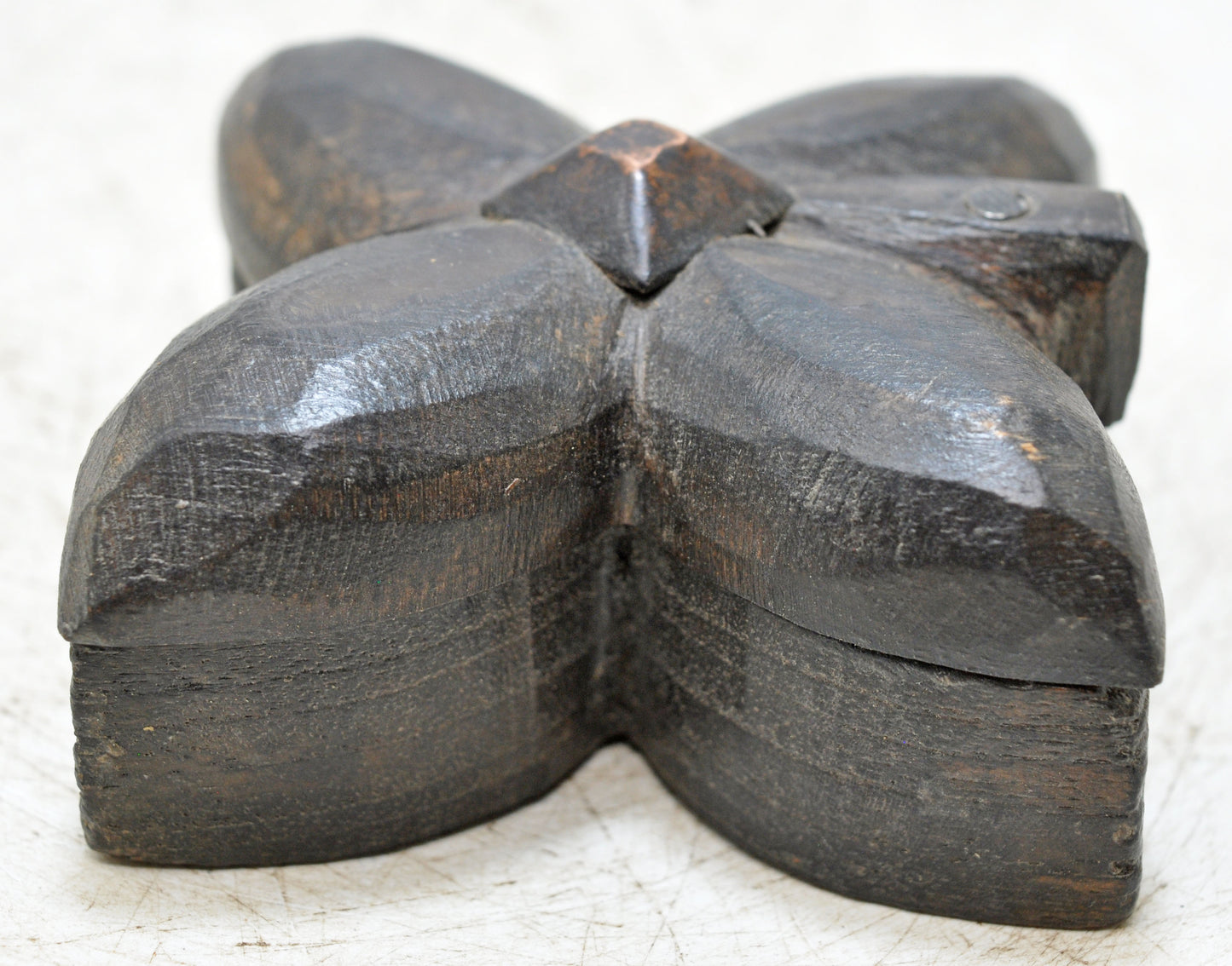 Antique Wooden Small Kum Kum Powder Tika Box Original Old Hand Carved