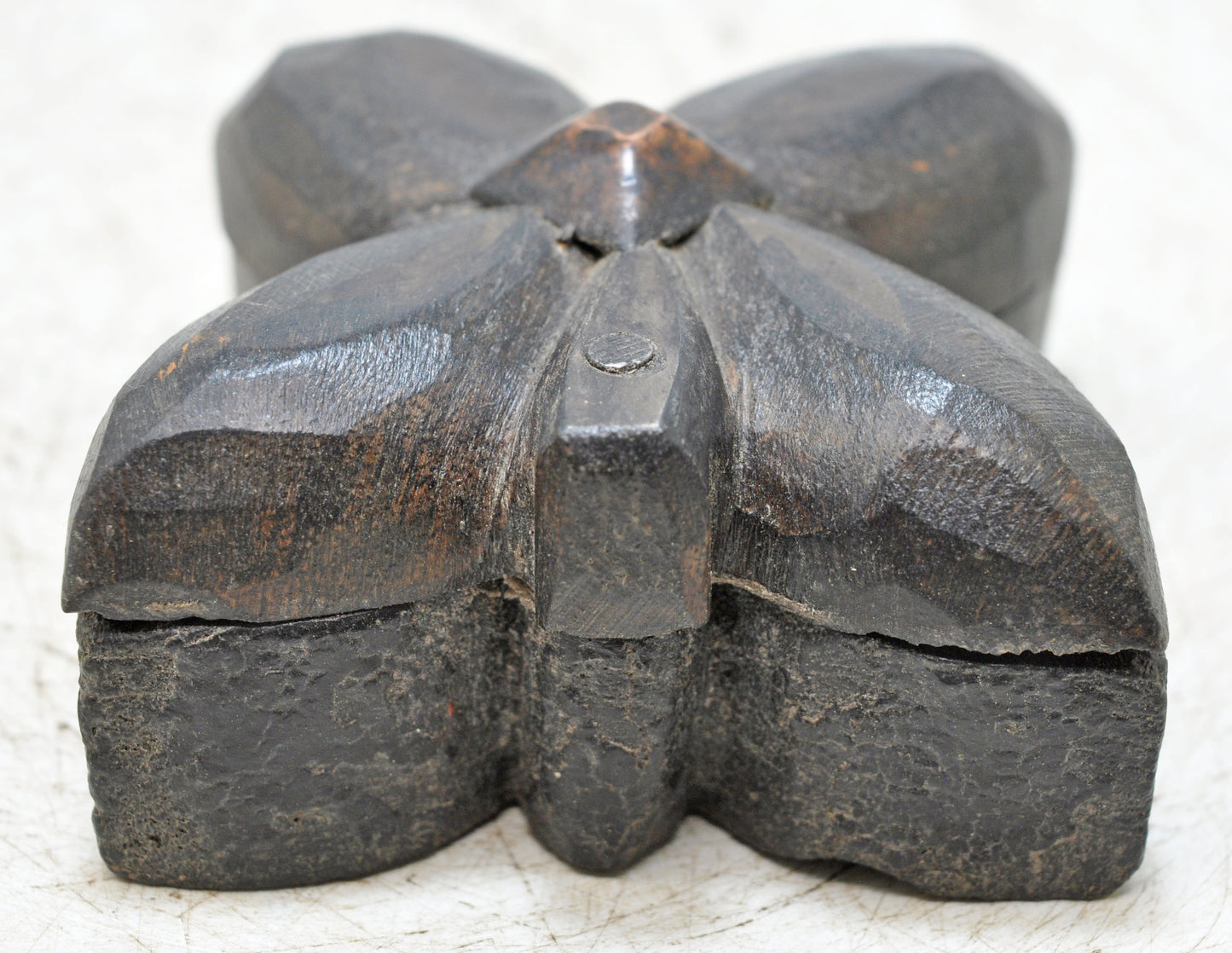 Antique Wooden Small Kum Kum Powder Tika Box Original Old Hand Carved