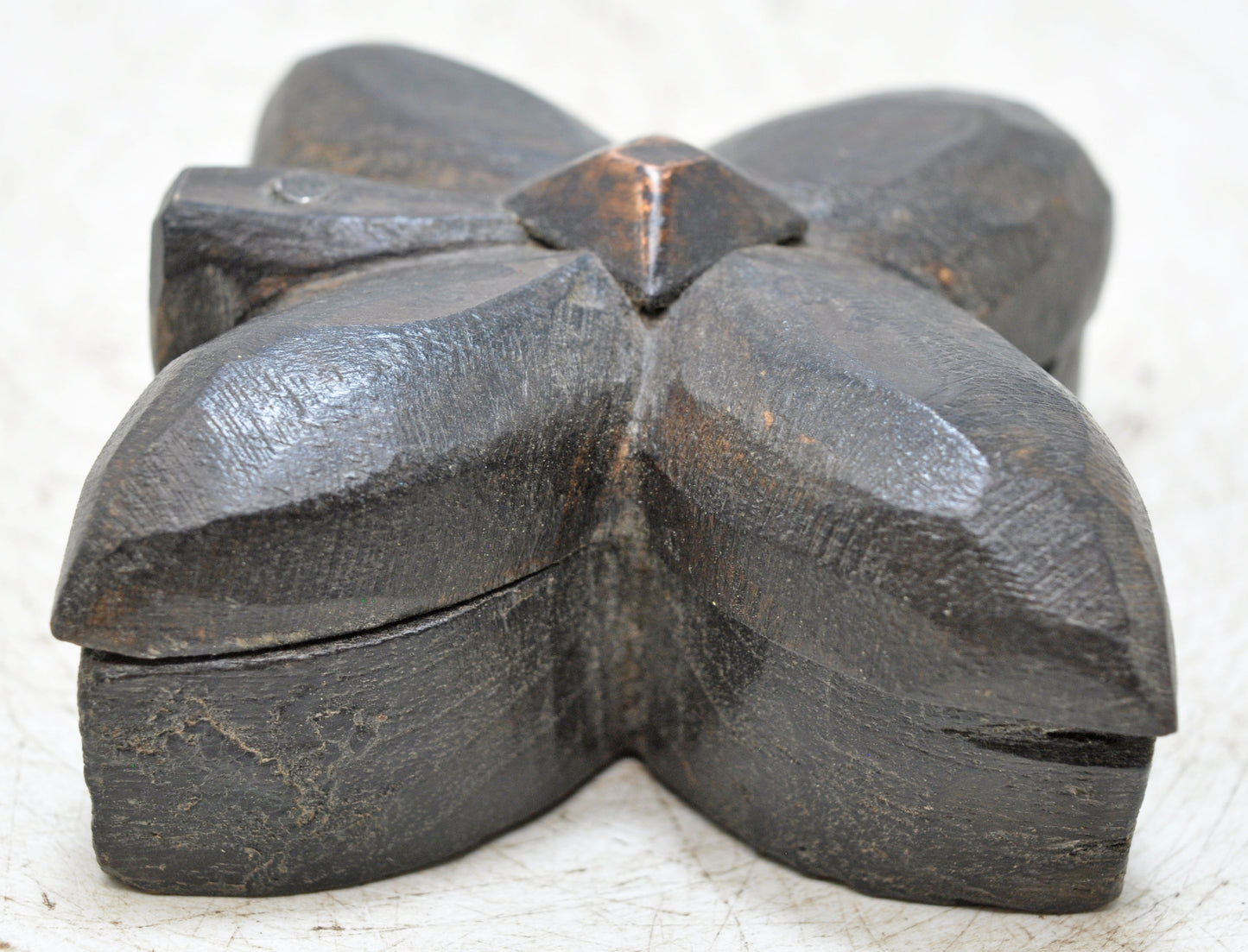 Antique Wooden Small Kum Kum Powder Tika Box Original Old Hand Carved