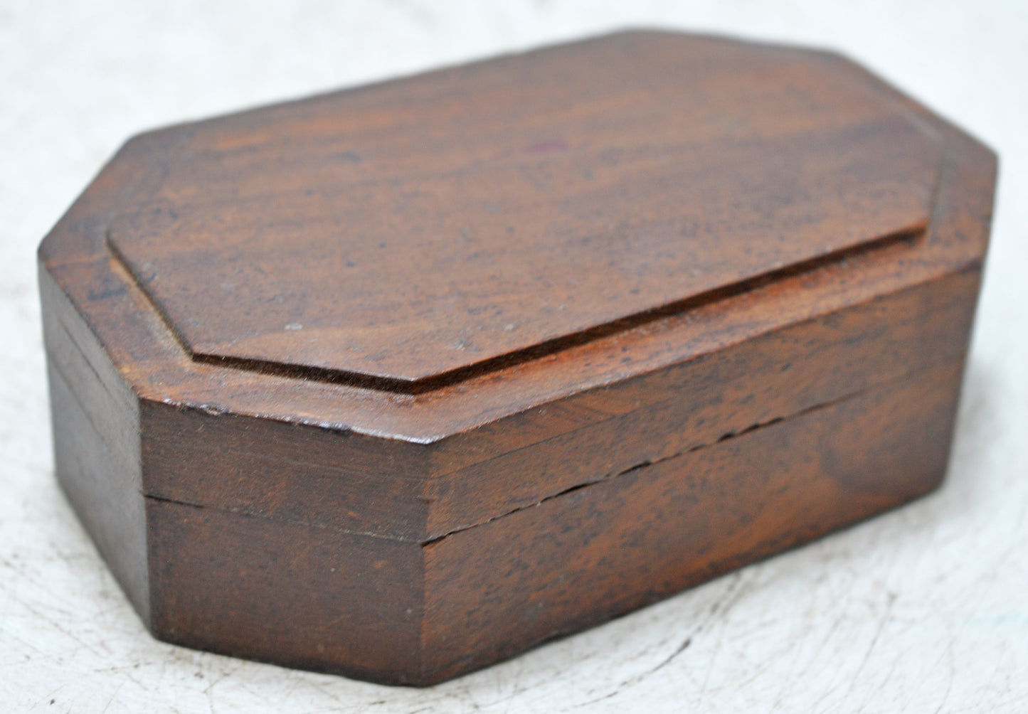 Vintage Wooden Small Octagonal Box Original Old Hand Crafted