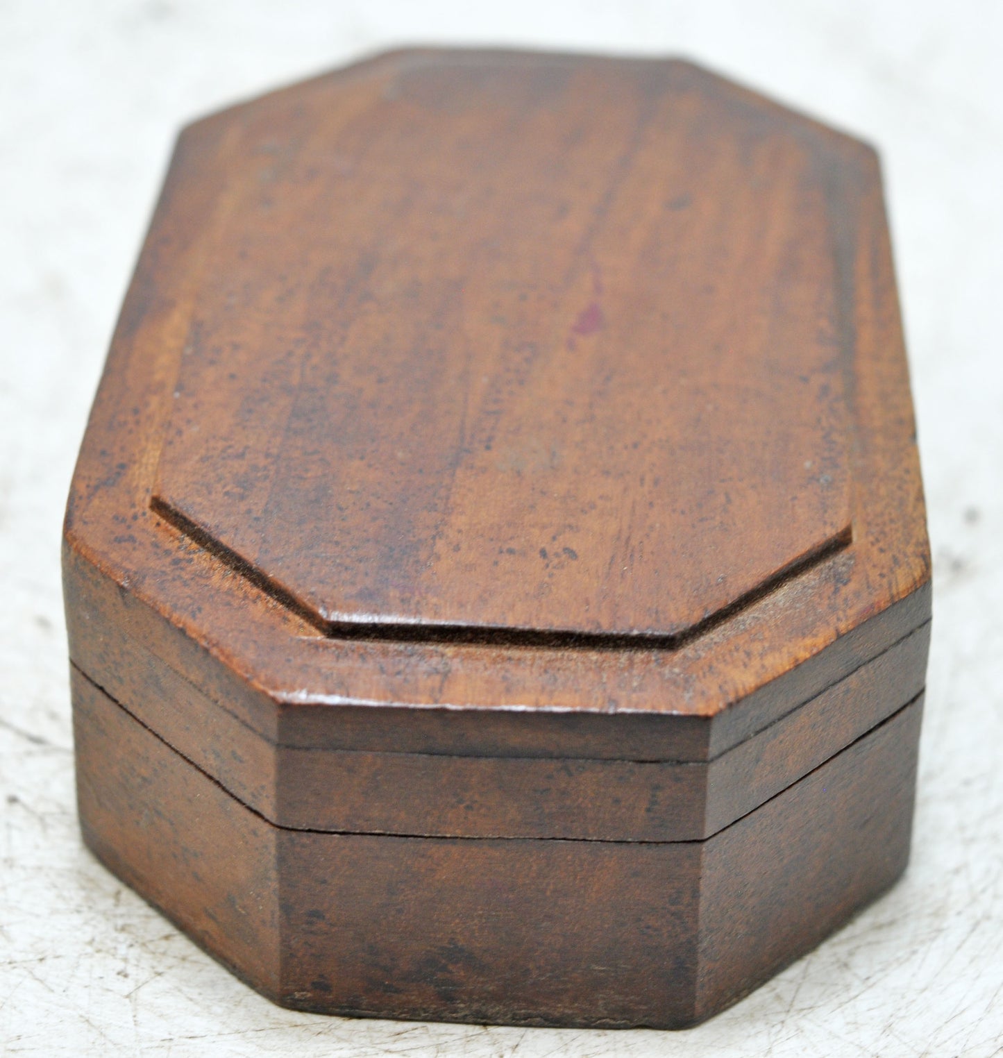 Vintage Wooden Small Octagonal Box Original Old Hand Crafted