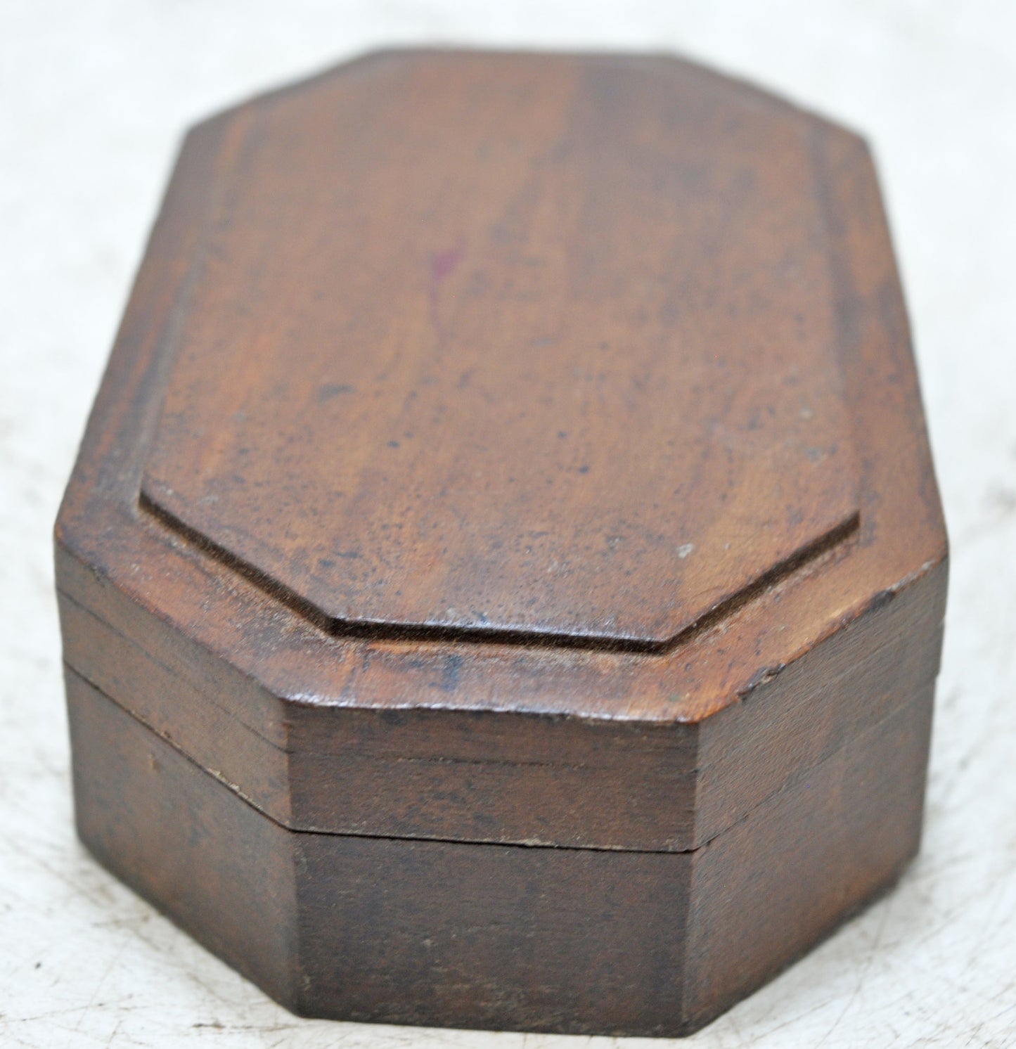 Vintage Wooden Small Octagonal Box Original Old Hand Crafted