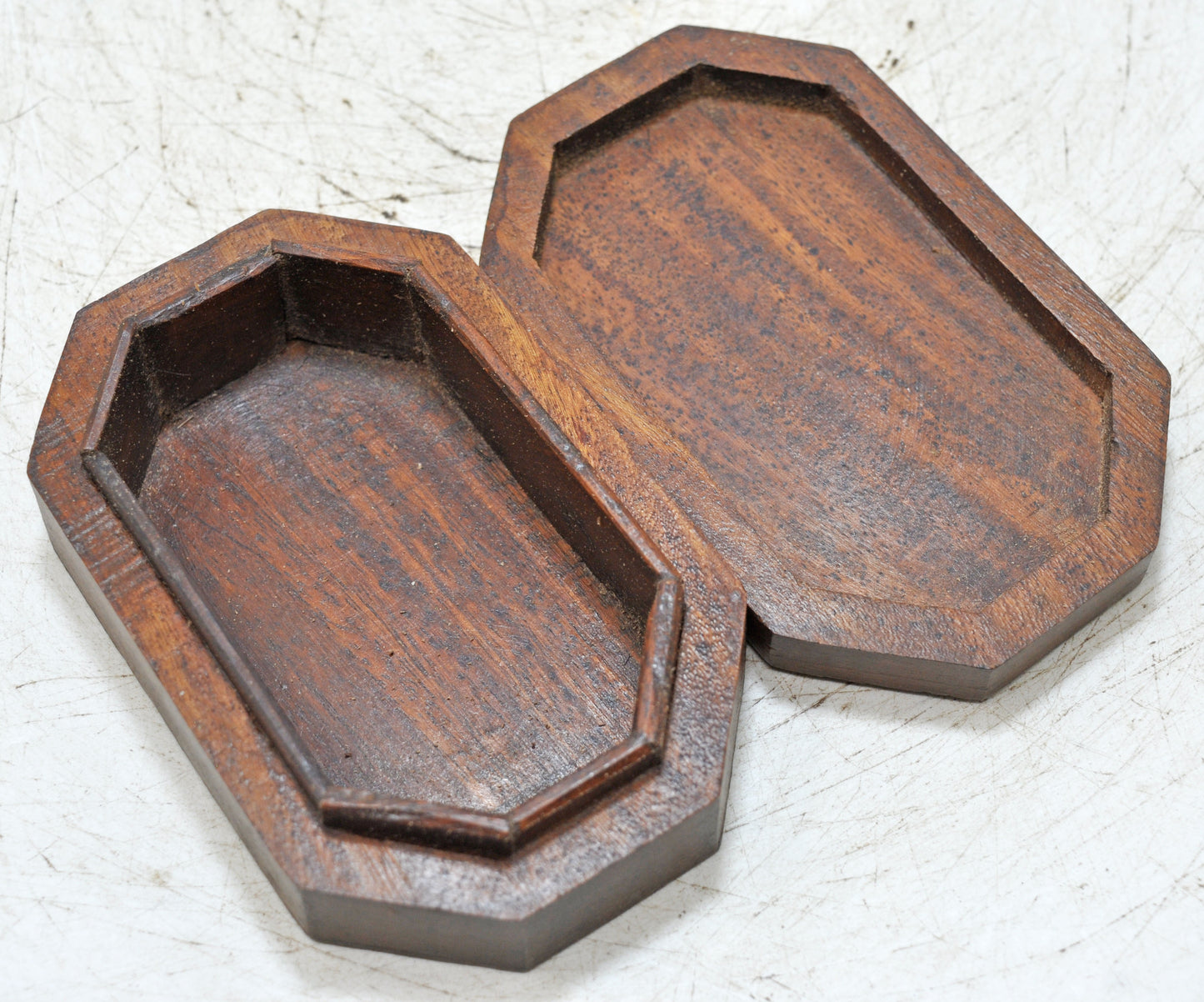 Vintage Wooden Small Octagonal Box Original Old Hand Crafted