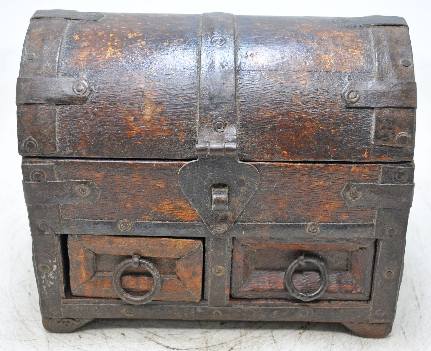Vintage Wooden Small Half Round Storage Box Original Old Hand Crafted
